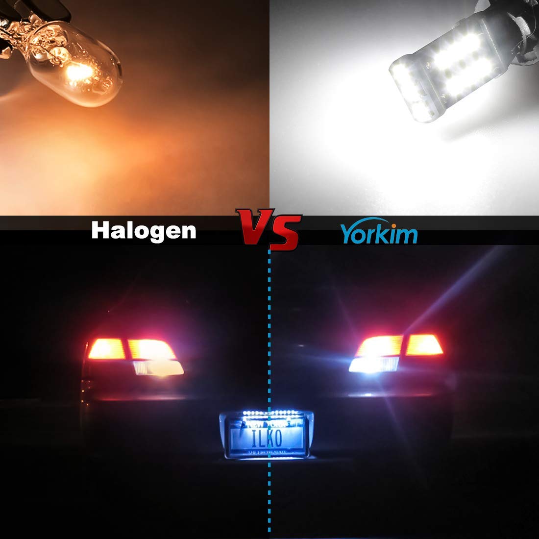 Yorkim 912 921 LED Bulb - High Power 2835 15-SMD, 6000K White, Backup Light for Tail, Brake, Reverse - Pack of 4
