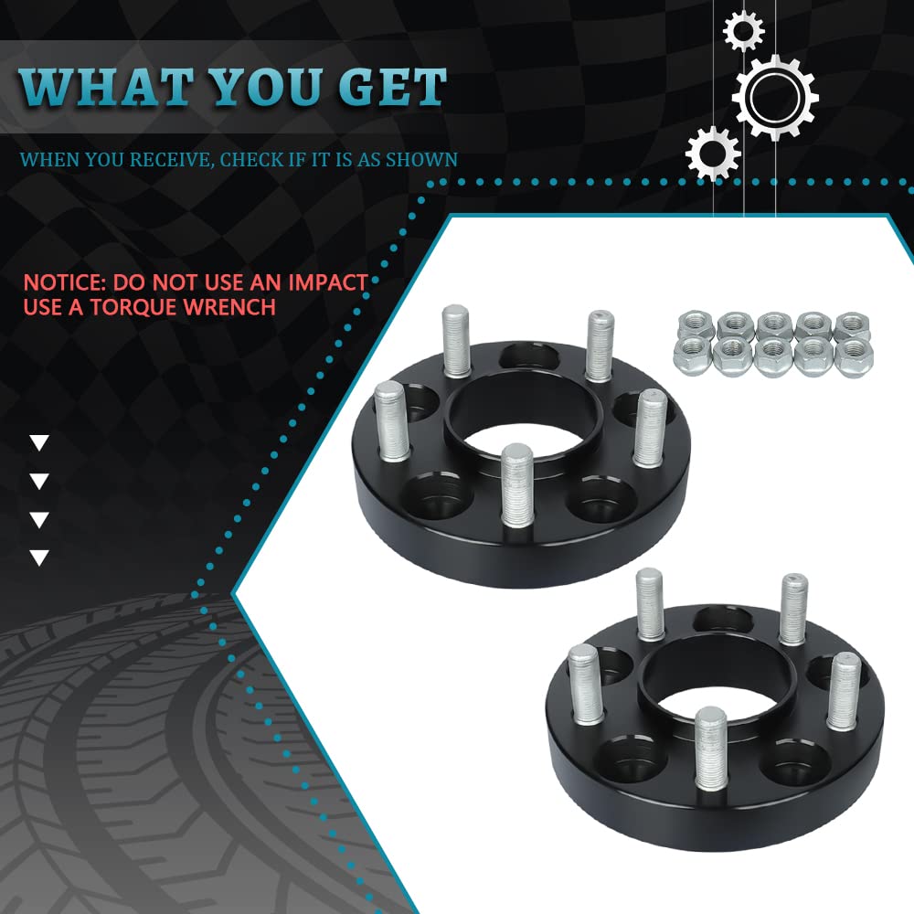 Irontek 1In Hubcentric Spacers 5X114.3Mm (70.5Mm Bore, 1/2X20 Studs) 5X4.5 To 5X4.5 Wheel Spacers Adapter 25Mm Fits Ford Explore