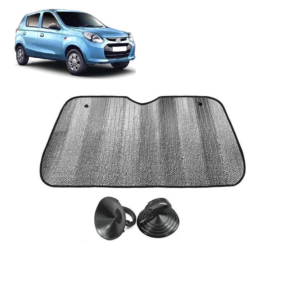 Car Windshield Sun Shade UV Rays Protector Silver Sunshade Solar Reflective suitable for Maruti Suzuki Alto 800