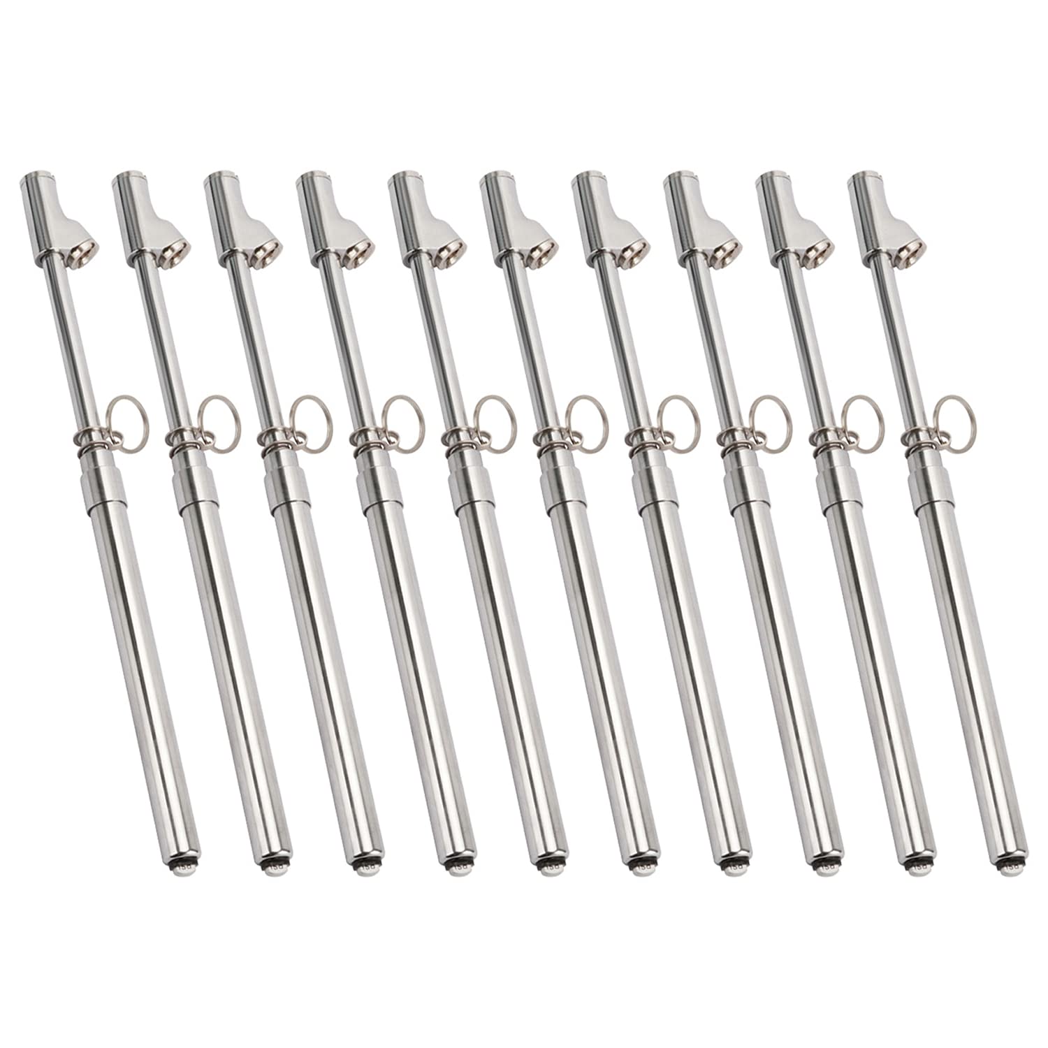 MEASUREMAN Heavy Duty Dual Head Truck Tire Gauge 10PC, Solid Brass Body, Aluminum Slide, with Hook, Range 10-150psi