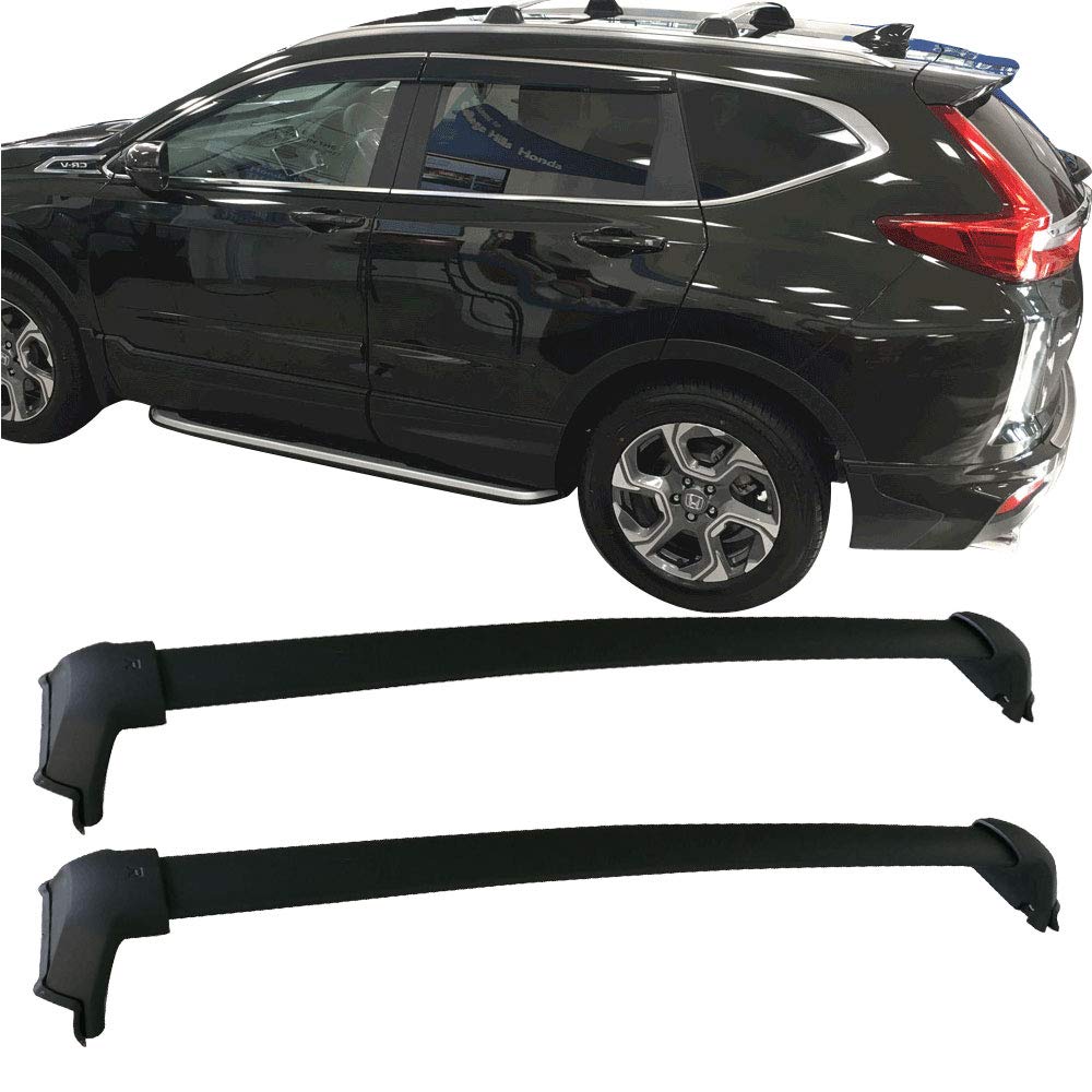 Freemotor802 Compatible With 2017-2022 Honda Crv Cross Bar, Oe Style Unpainted Black Aluminum&Rubber Top Roof Rack