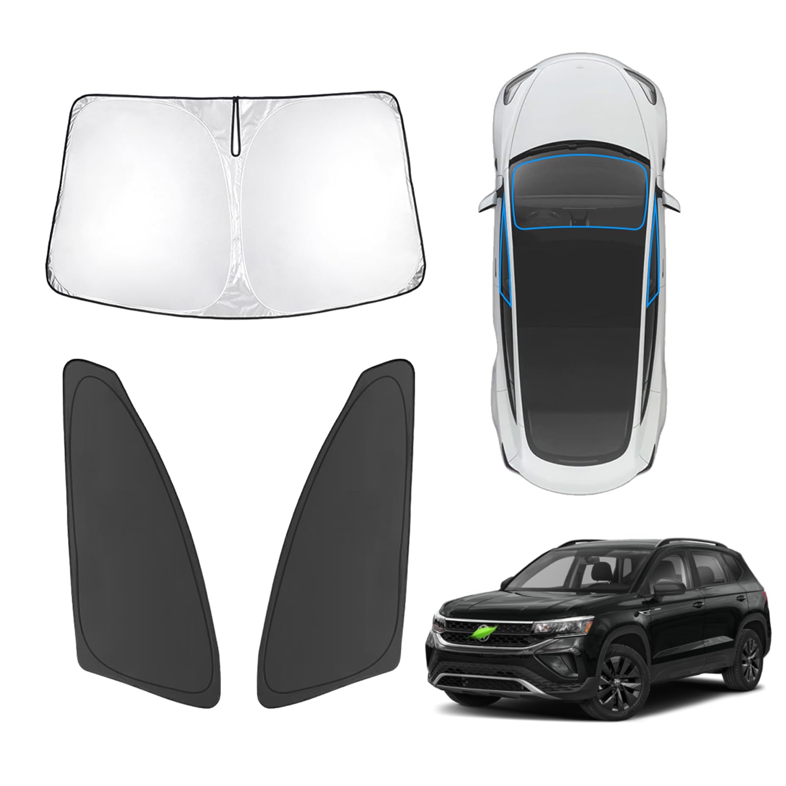 Karltys 3Pcs Windshield Sun Shade For 2022-2025 Volkswagen Vw Taos, Front And Side Window Sunshade Cover Custom Fit Vw Taos, Fol