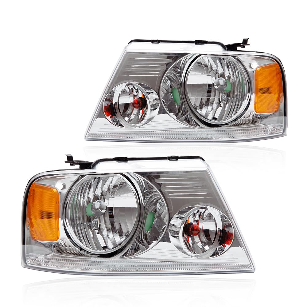 Cheda Front Headlights Assembly Headlamp, Compatible With 2004-2008 Ford F150/2006-2008 Lincoln Mark Lt Bumper Headlamp(Clear Le