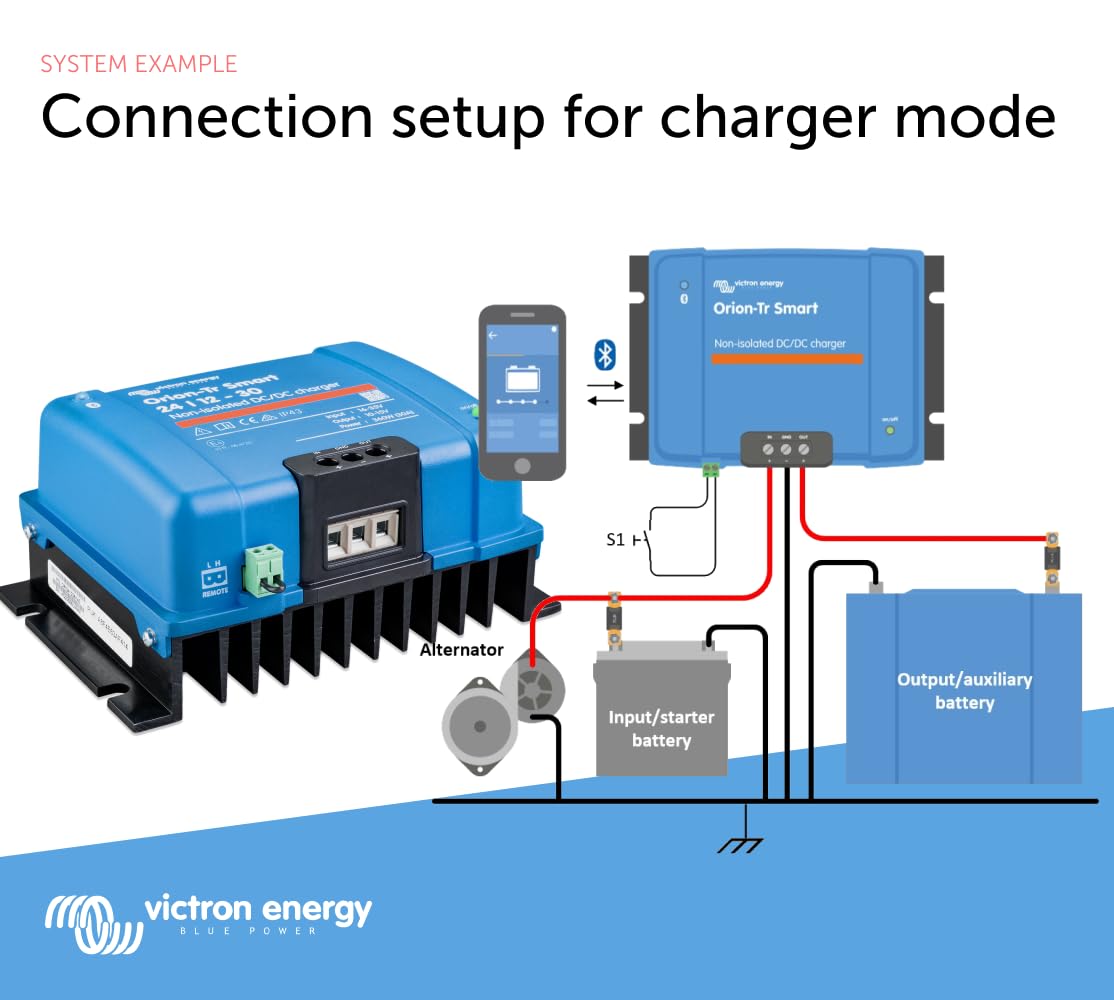 Victron Energy Orion-Tr Smart Dc To Dc Charger (Bluetooth) - 24/12-Volt 30 Amp 360-Watt - Battery Charger For Dual Battery Systems - Non-Isolated