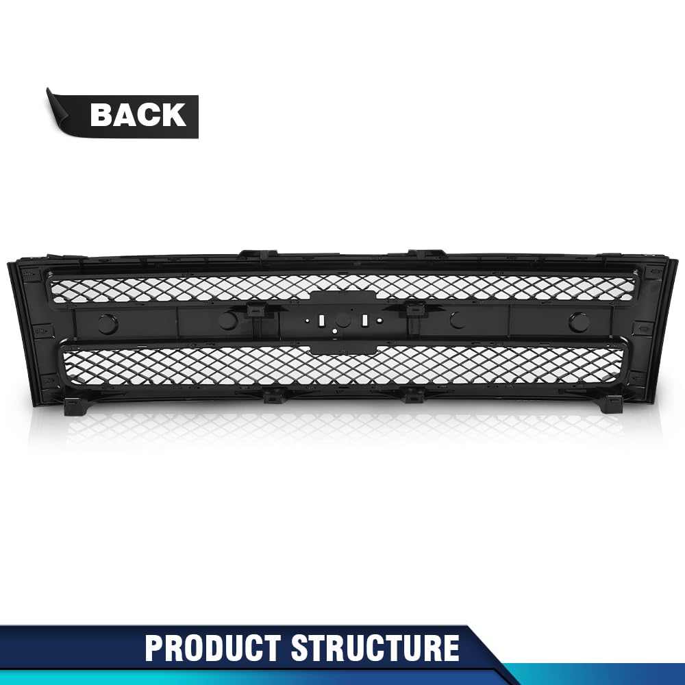 Pit66 Front Grille Grill Textured Black Compatible With Chevy Silverado 1500 Ls Lt Ltz Wt 2007-2013 /Silverado 1500 Hybrid 2009-