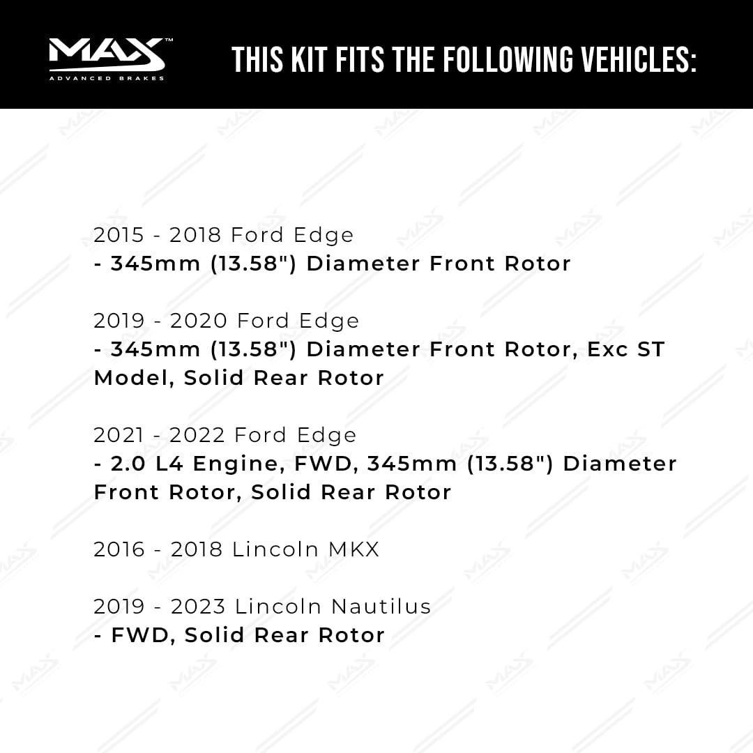 Max Advanced Brakes Front & Rear Brake Kit For 2015-2017 2018 2019-2021 Ford Edge Lincoln Mkx W/13.58' Dia Front Rotor Replacement Premium Oe Disc Brake Rotors And Ceramic Brake Pads