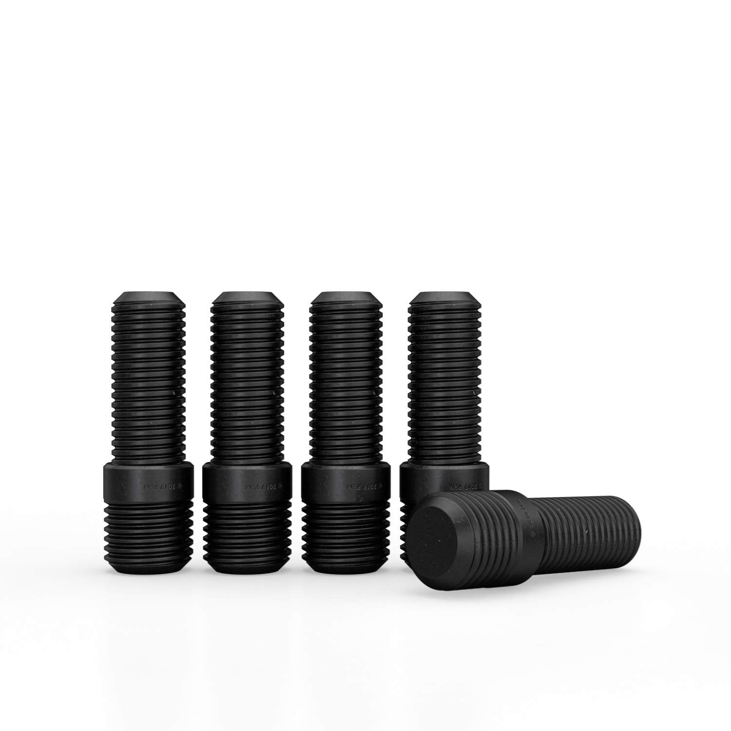 10pcs Black Wheel Stud Conversion - 14x1.5 to 12x1.5, 50mm Total Length, 32mm Shank Length - Compatible with Audi Mercedes Volks