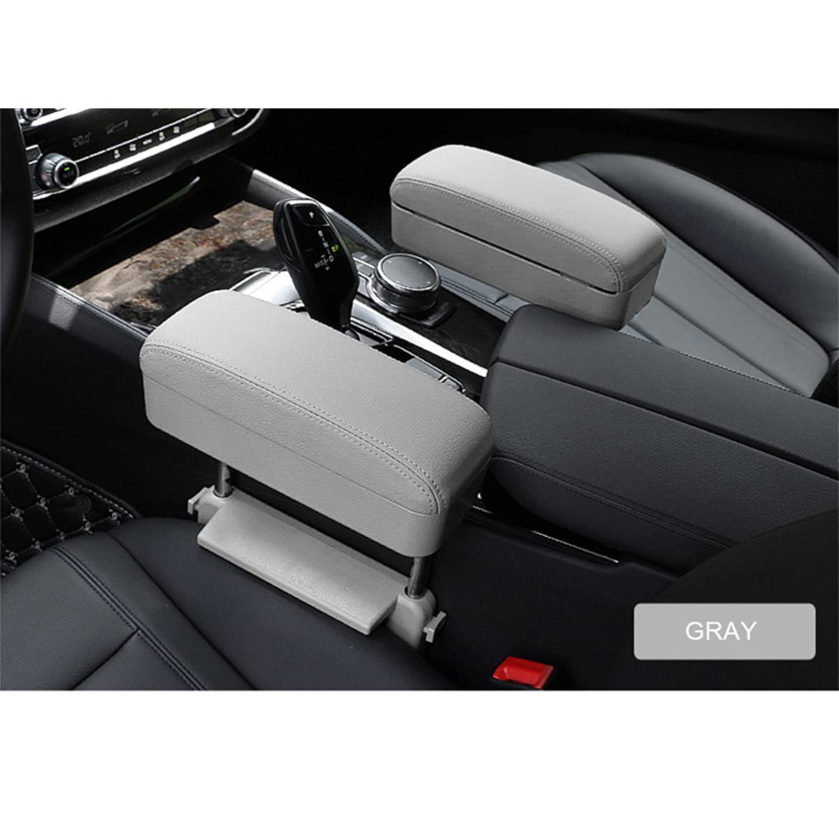AOWIS Car Console Armrest Box Arm Rest Height Adjustable Comfort Elbow Pad Universal (Grey)