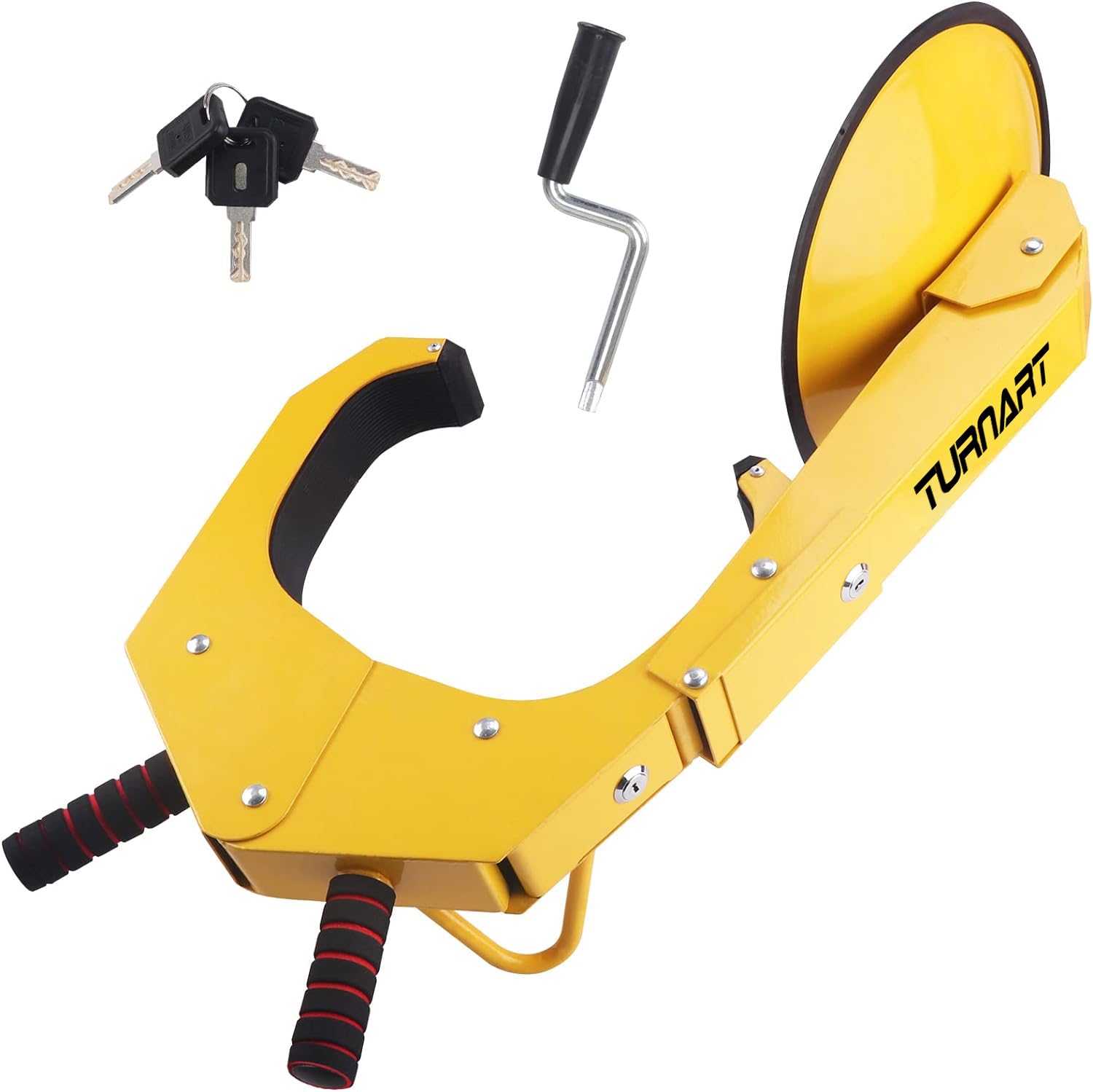 Turnart Wheel Lock Clamp - Adjustable Anti-Theft Tire Boot, Yellow, Aluminum, Model Turnart-619 for Cars, Trucks, RVs