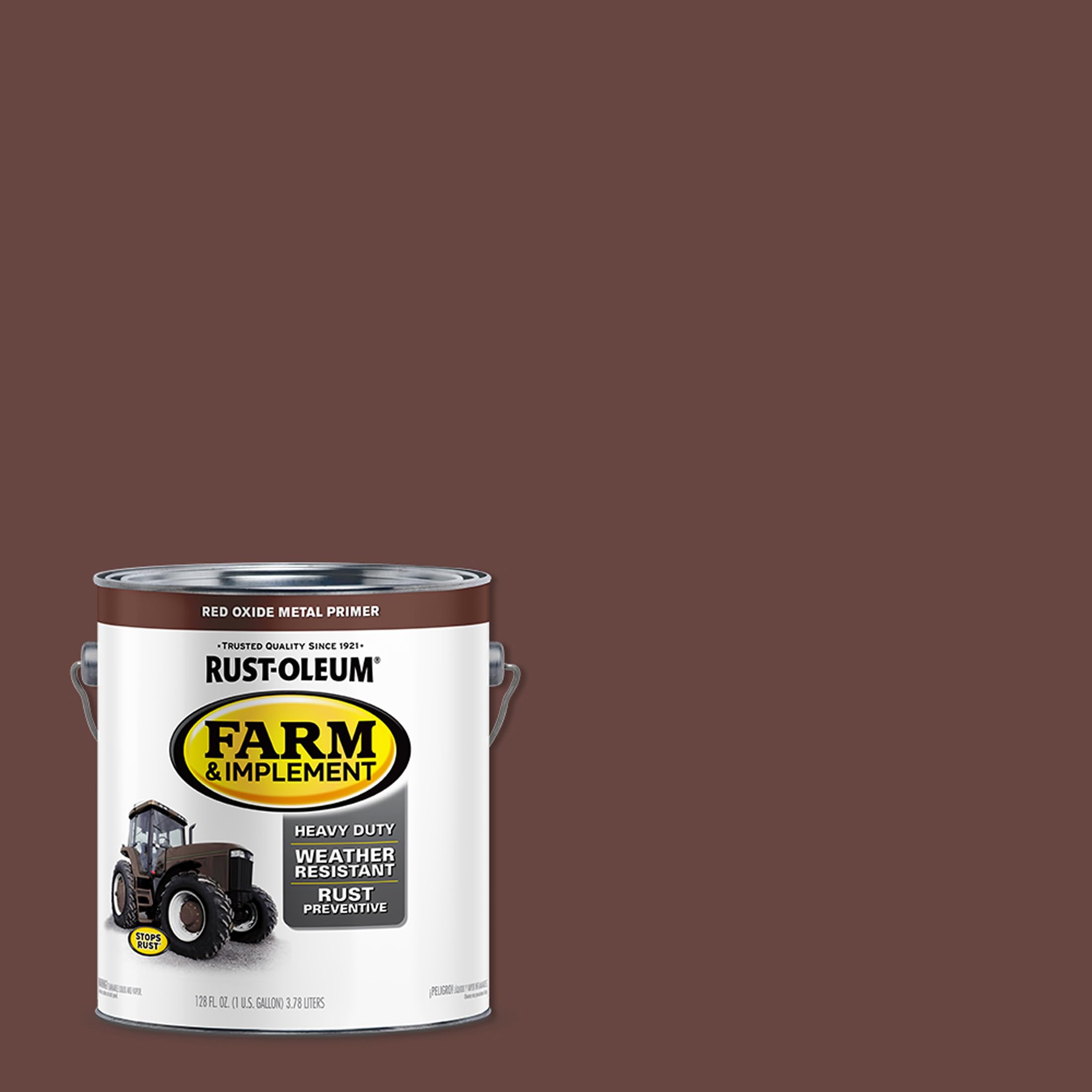 Rust-Oleum Farm & Implement Enamel Primer, Gallon, Red Oxide Metal, Model 280171