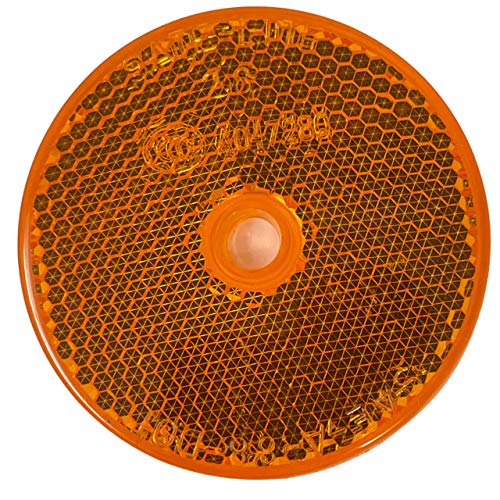 Class A 2'' Round Reflector with Center Mounting Hole - Red/Amber/White for Trailers, Trucks, Automobiles, Mail Boxes, Boats, SU