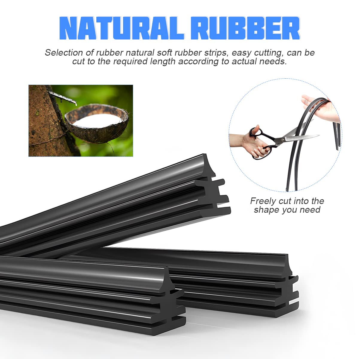 4 Pieces Car Wiper Blade Replacement Strip, 32'' Rubber Frameless Windshield Wiper Strip, DIY Adjustable Boneless Windscreen Bla