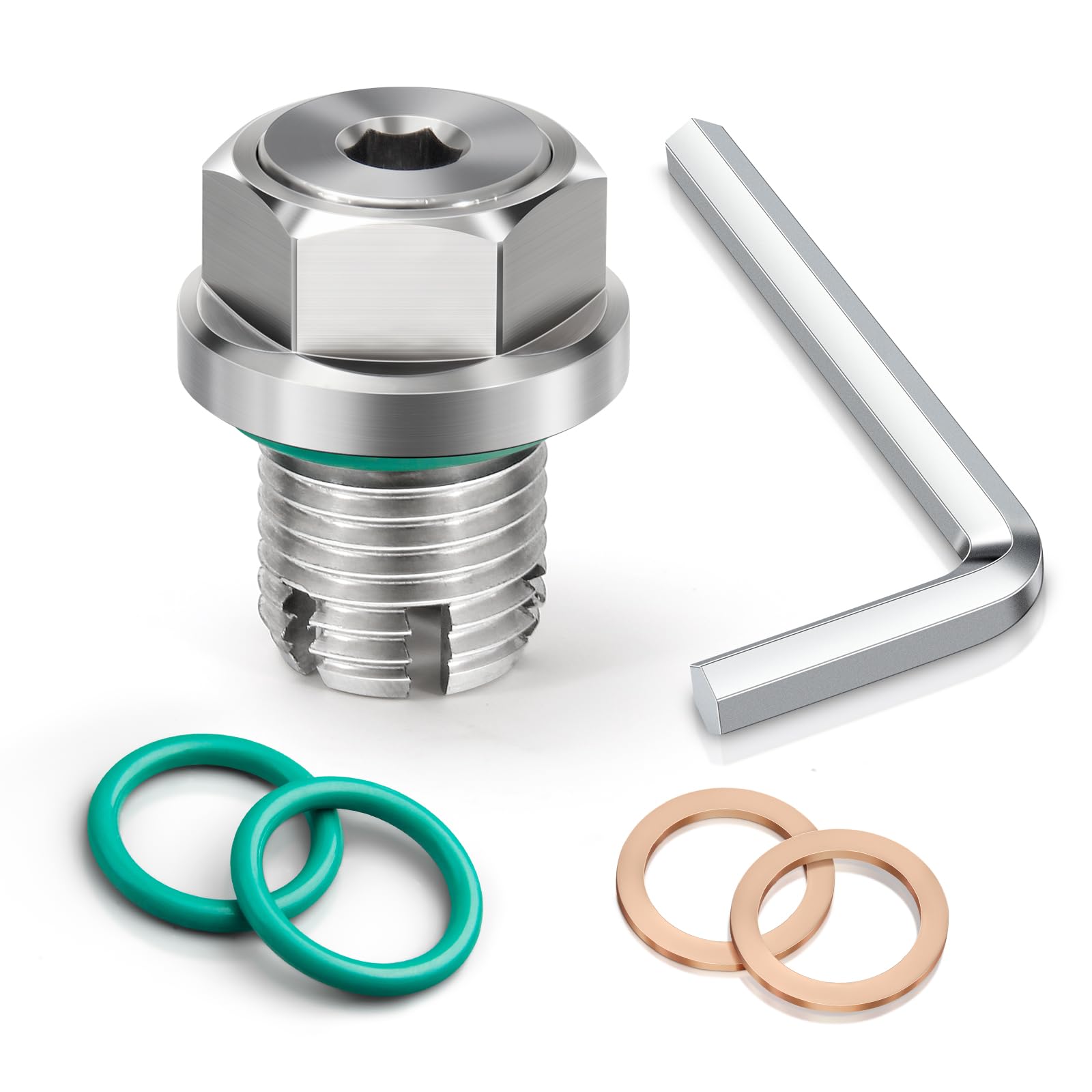 M14.1-1.5 X 15Mm Oversize Piggyback Oil Drain Plug, Stainless Steel Self Tapping Oil Pan Thread Repair Kit