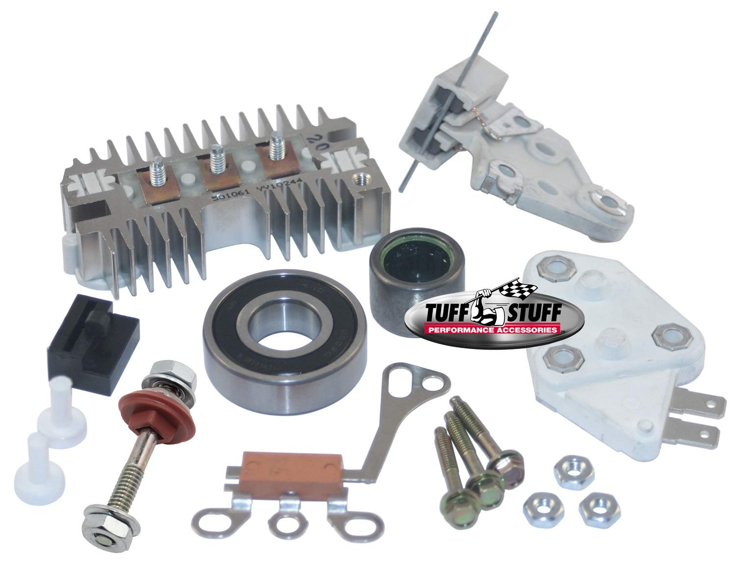 Tuff Stuff Alternator Rebuild Kit, Complete, Bearings Included, GM 10SE, OE Wiring, Kit