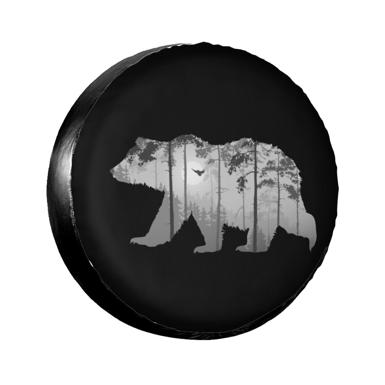 Bear Forest Mist Landscape Spare Tire Cover Camping Tire Wheel Covers Weatherproof Wheel Tire Protector Waterproof Dust-Proof Ty