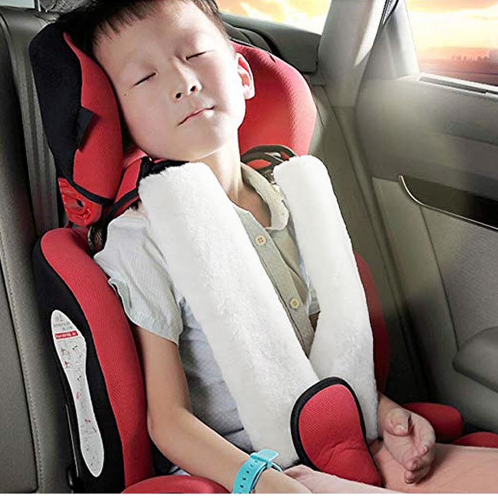 Ohhmnkk 4 Pack Car Seat Belt Pads Shoulder Cover Baby Safety Belt Protector With Adjustable Soft Plush Shoulder Strap Protect Ne