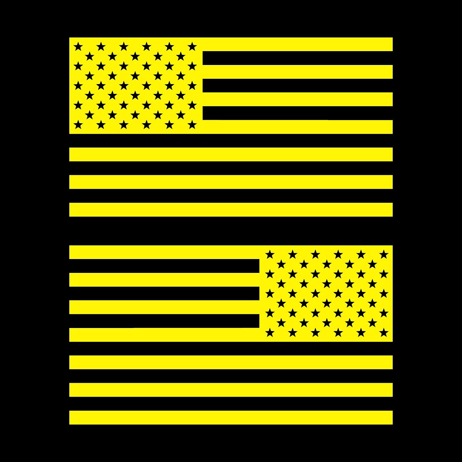 American Us Flag [Pick Color/Size] Vinyl Decal Sticker For Laptop/Car/Truck/Window/Bumper (3.5In Subdued Pair, Matte Yellow)