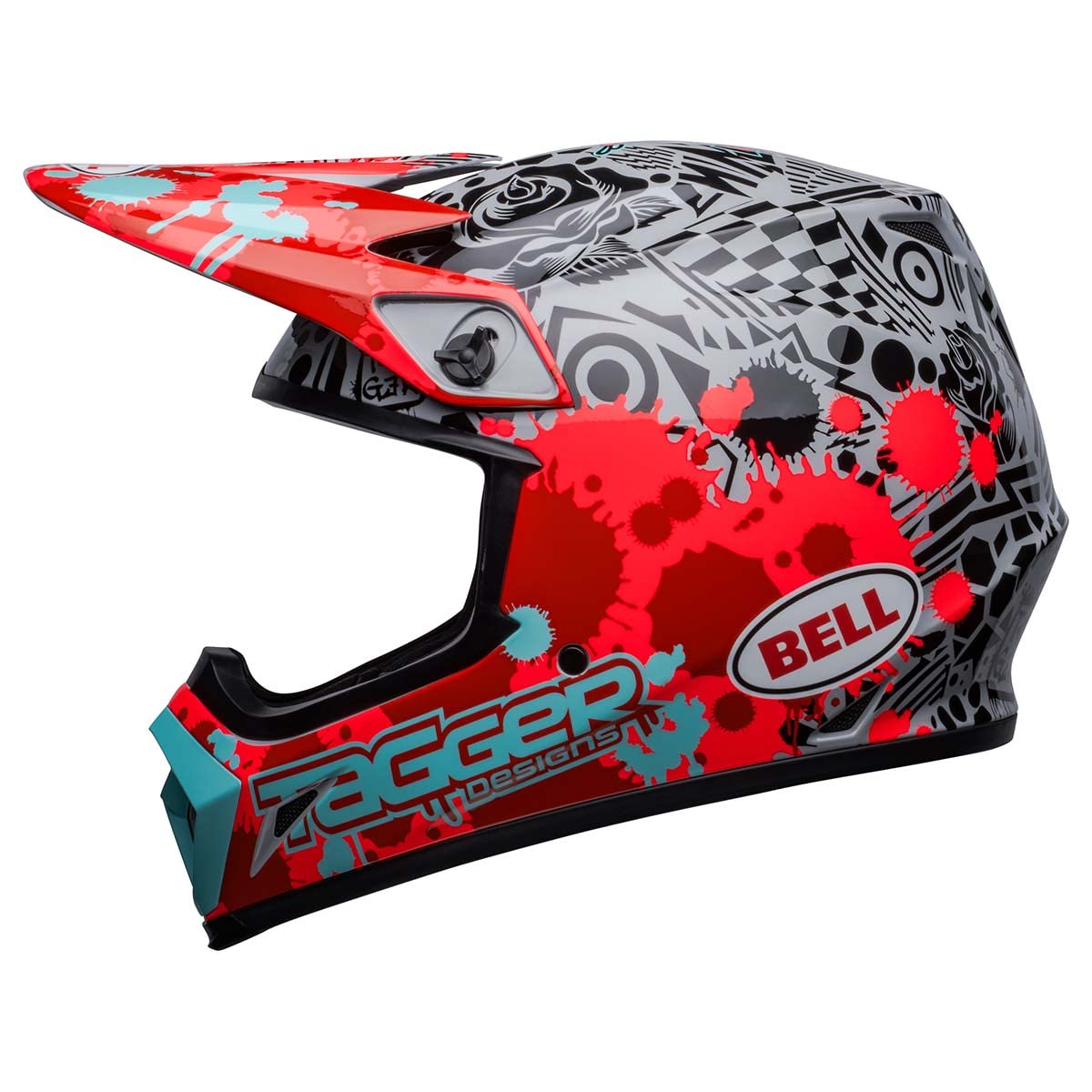 Bell Mx-9 Mips Dirt Helmet (Tagger Splatter Gloss Bright Red/Gray - Large)