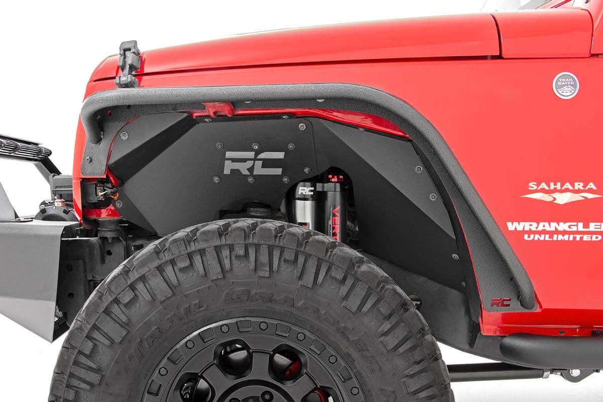 Rough Country Fender Flares for 2007-2018 Jeep Wrangler JK, Front/Rear, Black, Alloy Steel, Model 10533