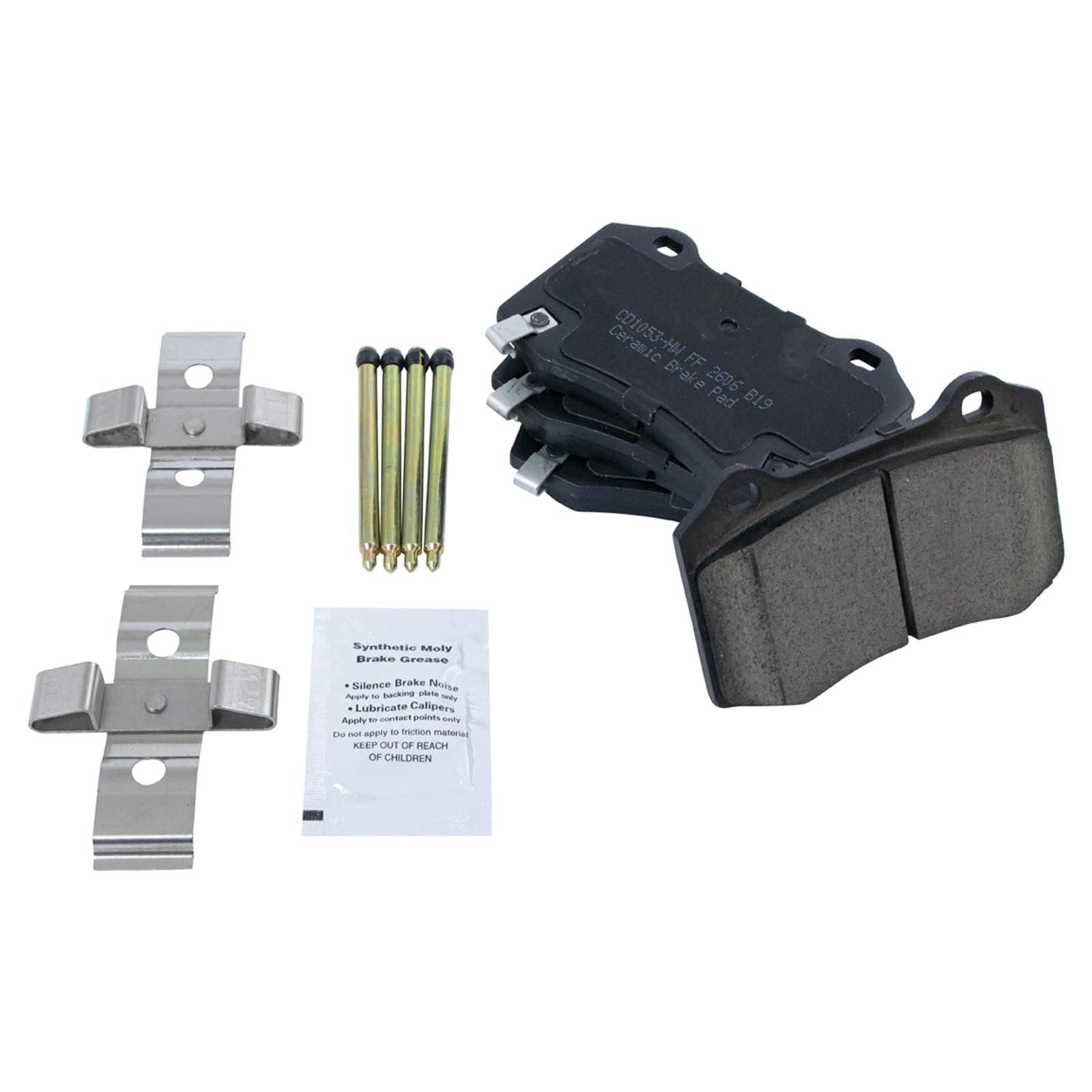 Trq Rear Brake Pad & Rotor Kit Brake Pads Brake Rotor Parking Brake Shoe Set Ceramic Compatible With 2006-2009 Cadillac Sts
