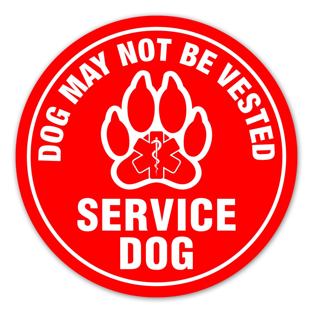 Service Dog, Dog May Not Be Vested for Car or Truck Windows plus Doors and Walls-Vinyl Sign Design Art Print, 6.5in x 6.5in, Lar