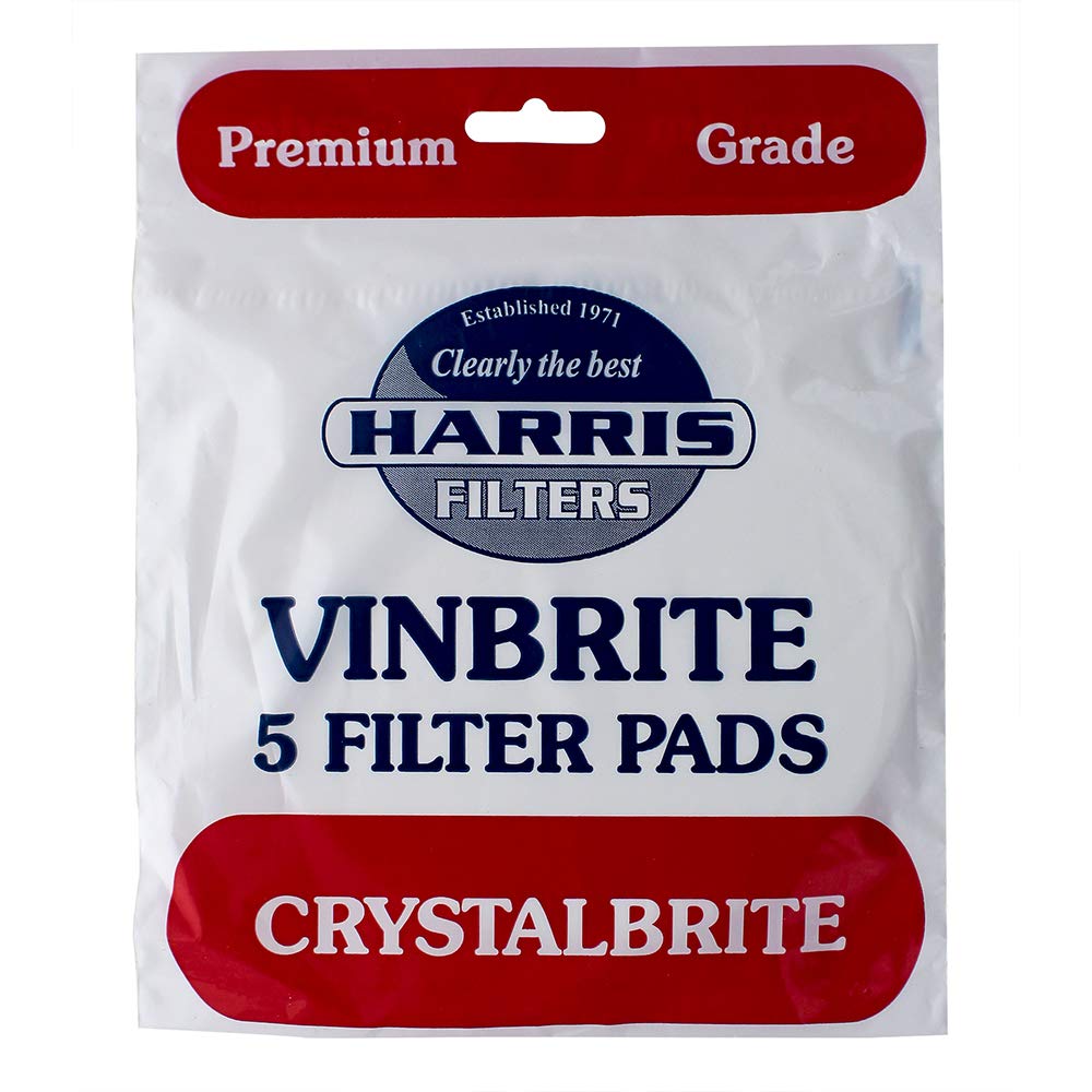 HARRIS Crystalbrite Filter Pads 5-Pack, Compatible with Vinbrite MK3, White, Stainless Steel