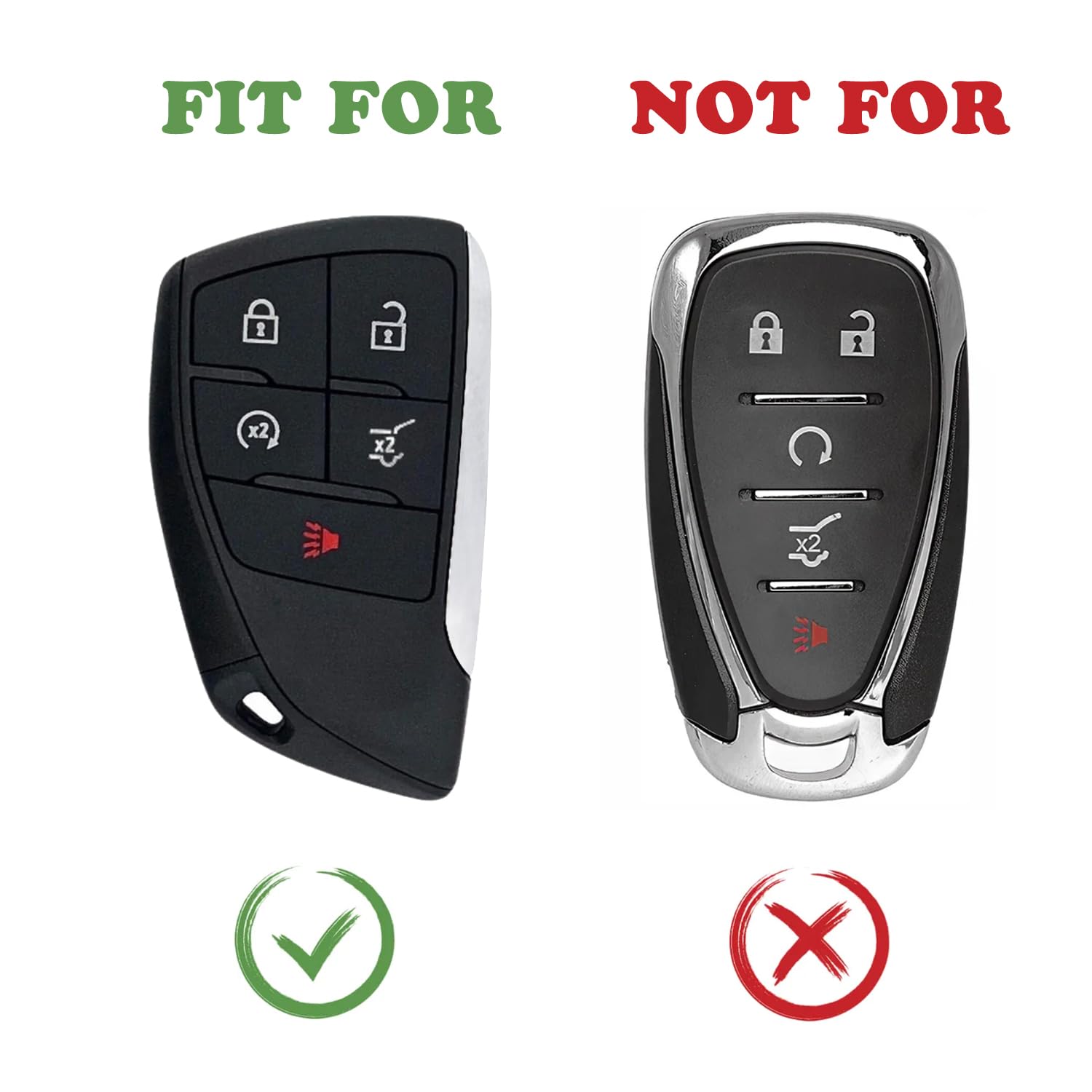 TANDRIVE Key Fob Cover, Silicone, 5 Button, 2-Pack, Black for 2025-2021 Chevy Equinox, Traverse, GMC Acadia, Buick Envision