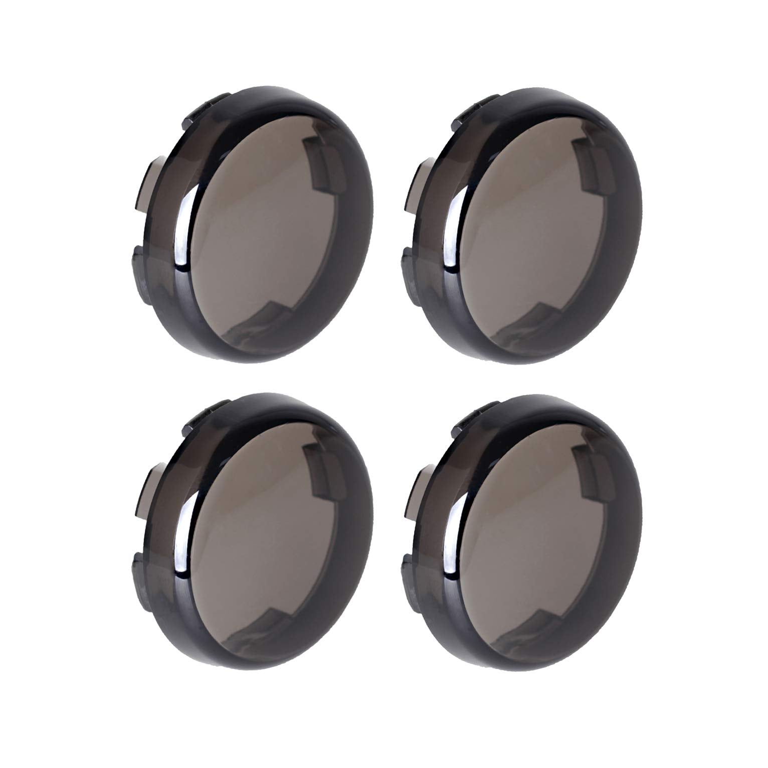 Nthreeauto Smoke Bullet Turn Signal Light Lens Cover Compatible With Harley Sportster Street Glide Road King Softail, Qty 4