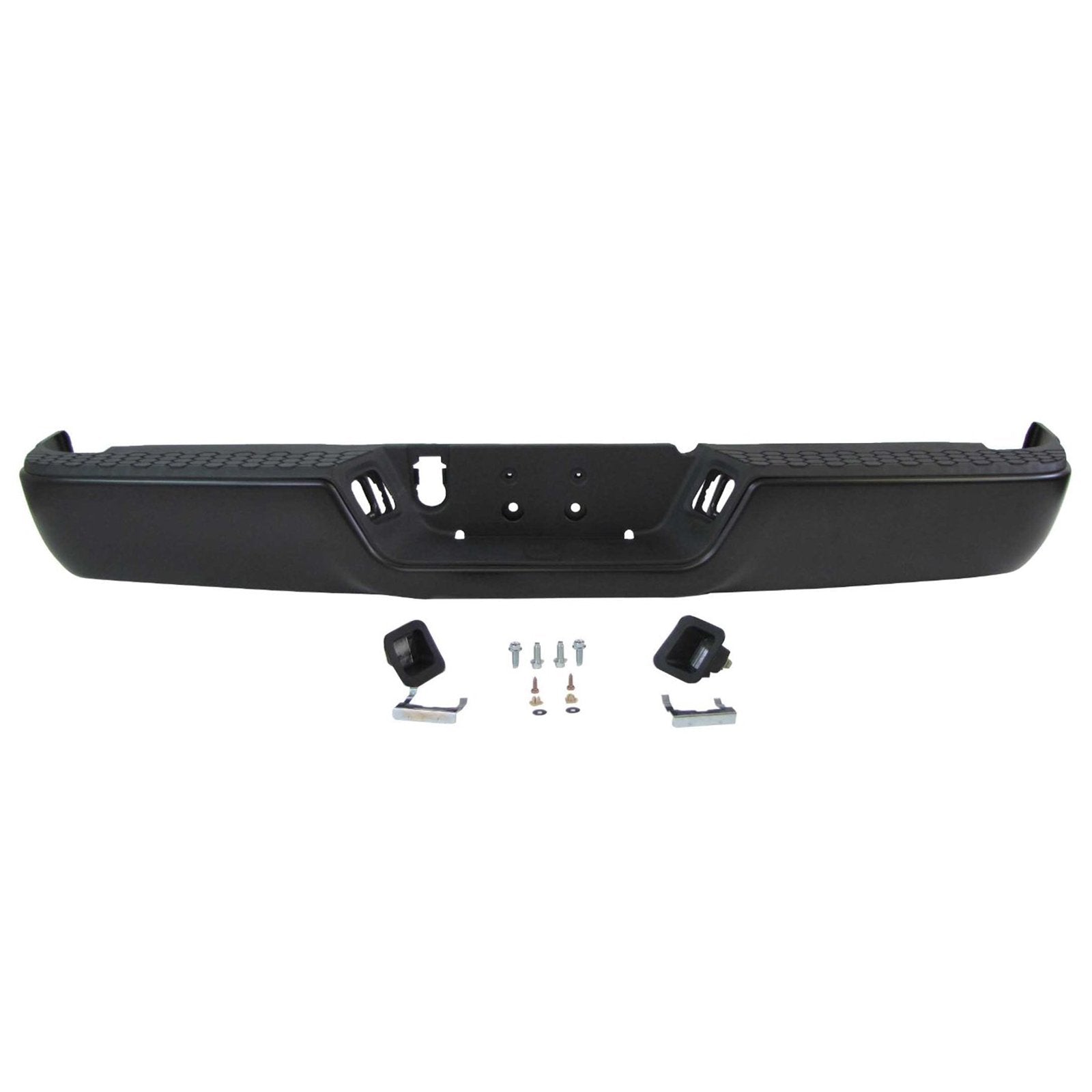 Acanii - For 2009-2018 Dodge Ram 1500 10-12 Ram 2500 3500 Truck Pickup Complete Black Steel Rear Step Bumper Assembly