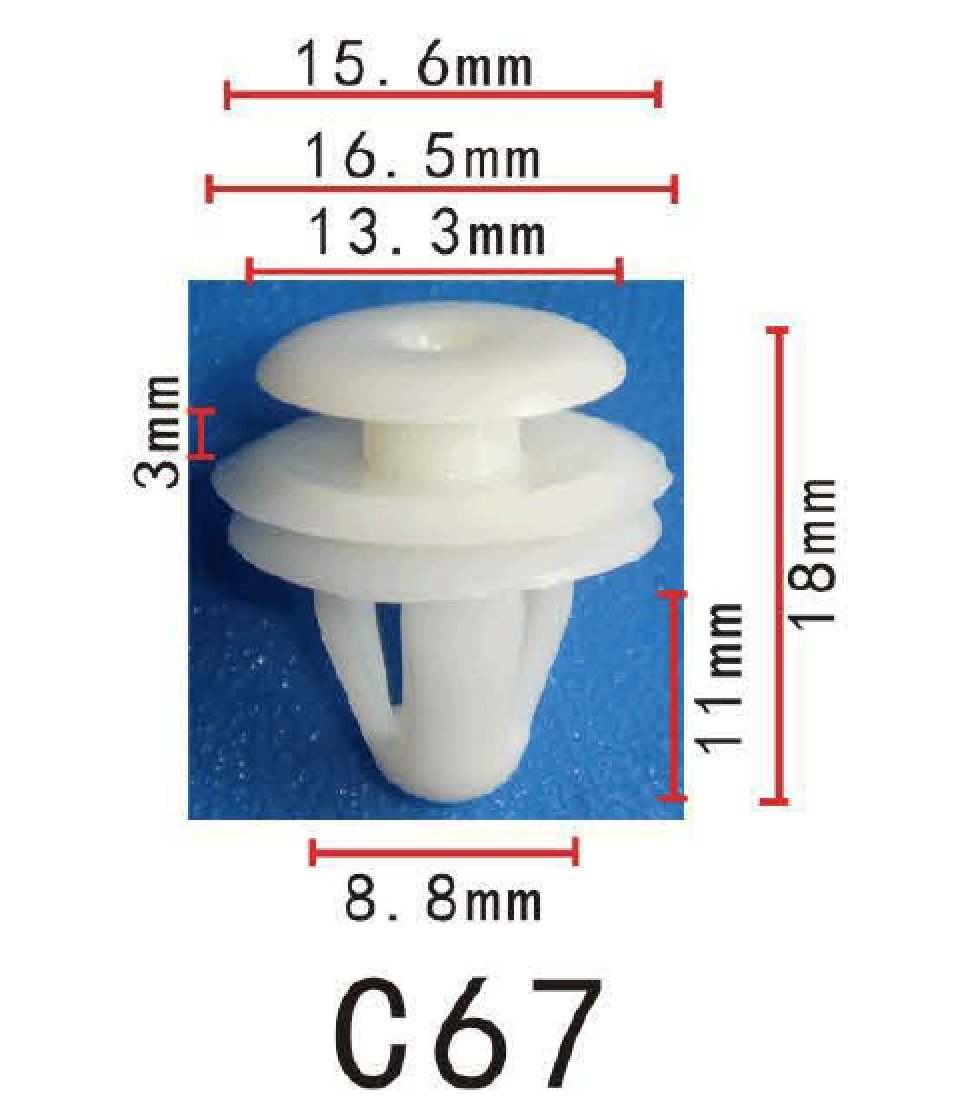 Autobahn88 Retainer Clip For Door Trim Molding, Compatible With Toyota,Subaru,Mitsubishi T-100 & Tacoma 2Wd 1992-On (Oem: 677713