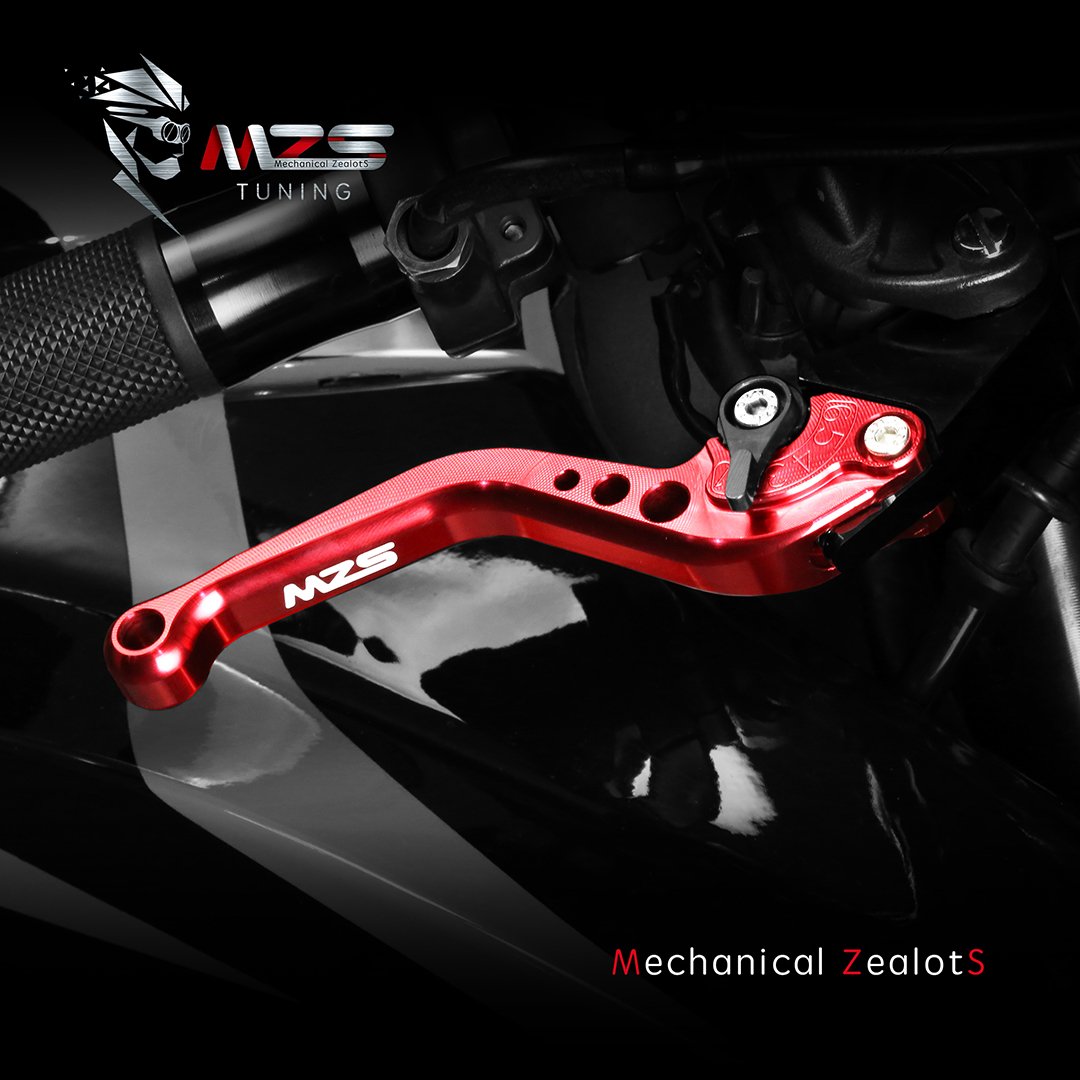 MZS Red Adjustable Short CNC Motorcycle Brake Clutch Levers for MT-07, FZ-07, FJ-09, MT-09, XSR900, Tenere 700 (201