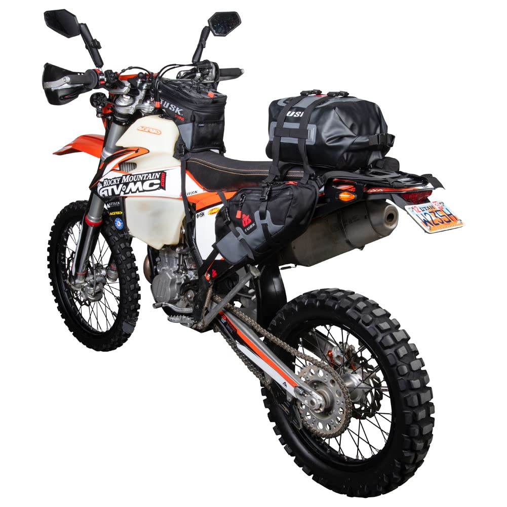 TUSK Traverse Pannier Bags with X-Small Dry Duffel Tail Bag, Black/Grey, Nylon, Model 200-582-0004