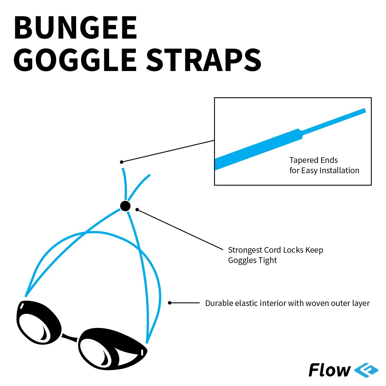 Flow Goggle Strap Kit (2-Pack) - Replacement Bungee Cord Straps For Swim Goggles (Solid Purple)
