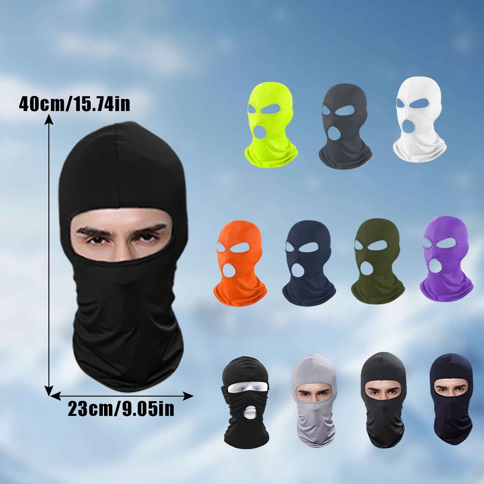 3 Holes Balaclava Ski Mask, Thin Three Holes Full Face Mask for Motorcycle Bike Hunting Cycling Cap Ski (US, Alpha, One Size, 3