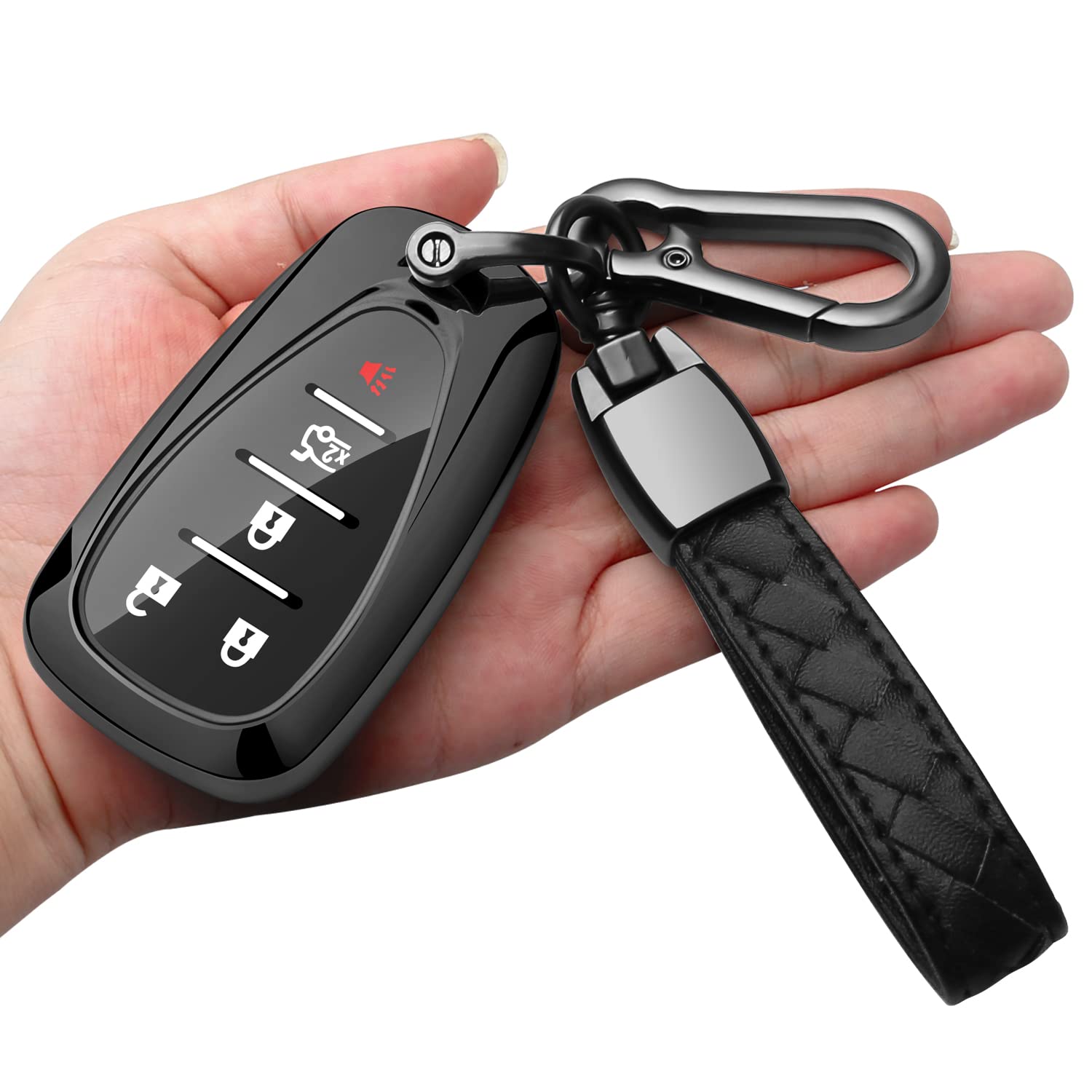 Sindeda For Chevrolet Key Fob Cover With Keychain Full Protection Key Shell Case Compatible With Chevrolet 2017-2021 Chevy Malib