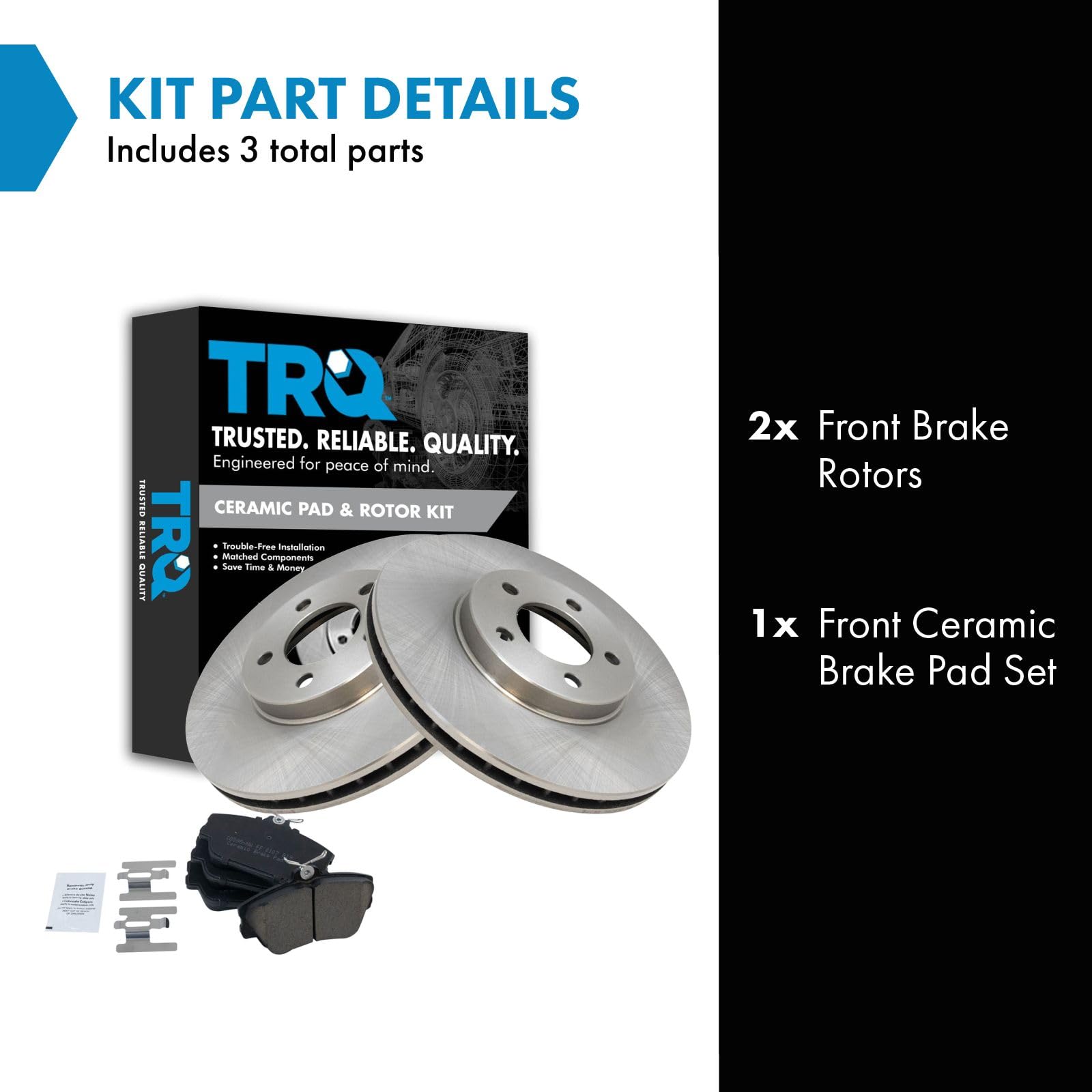 Trq Front Disc Brake Pad & Rotor Kit Ceramic For Taurus Continental Cougar
