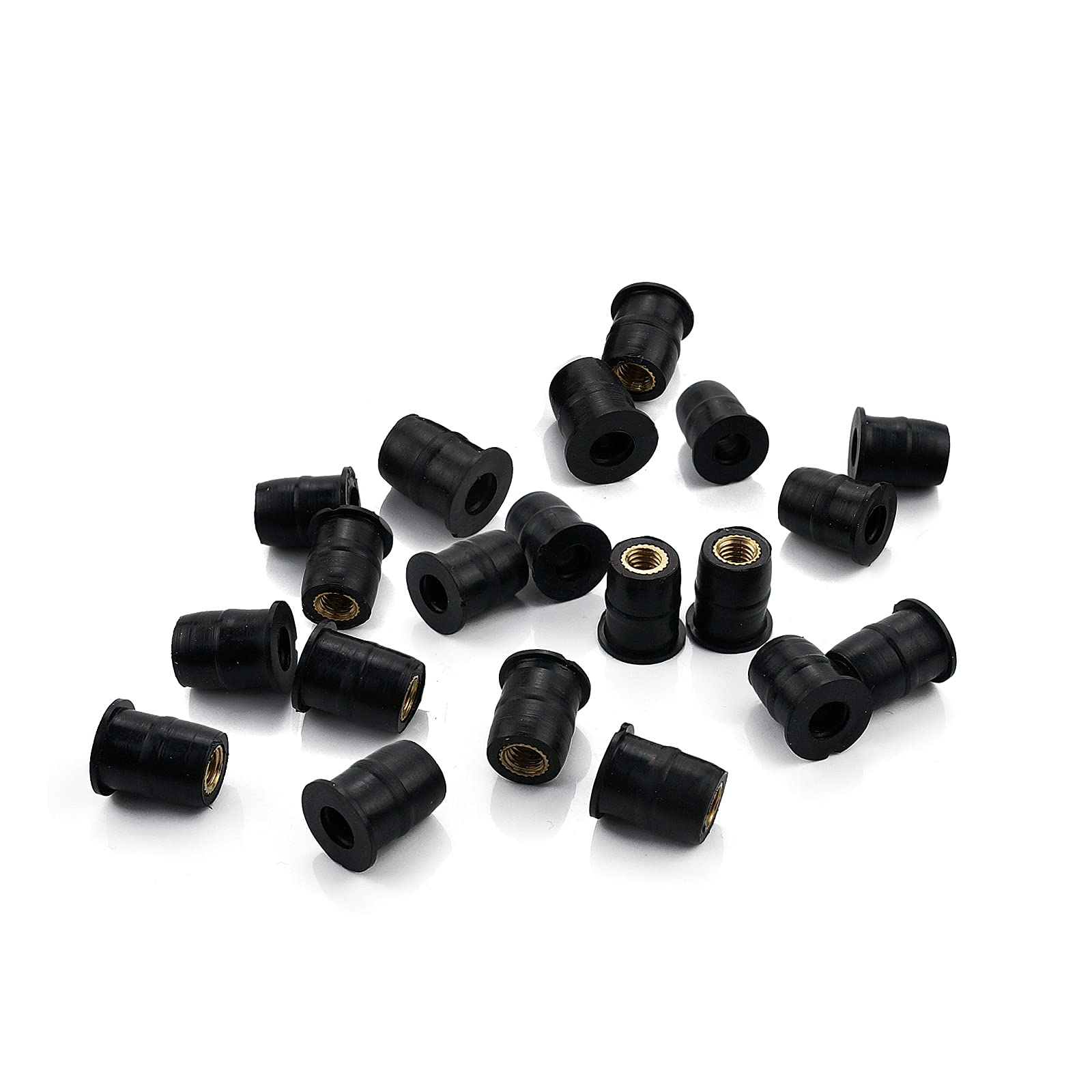 20Pcs M5 Well Nuts Fairing Fasteners Windshield Motorcycle Accessories Screws Rubber And Steel Parts Windscreen Nuts