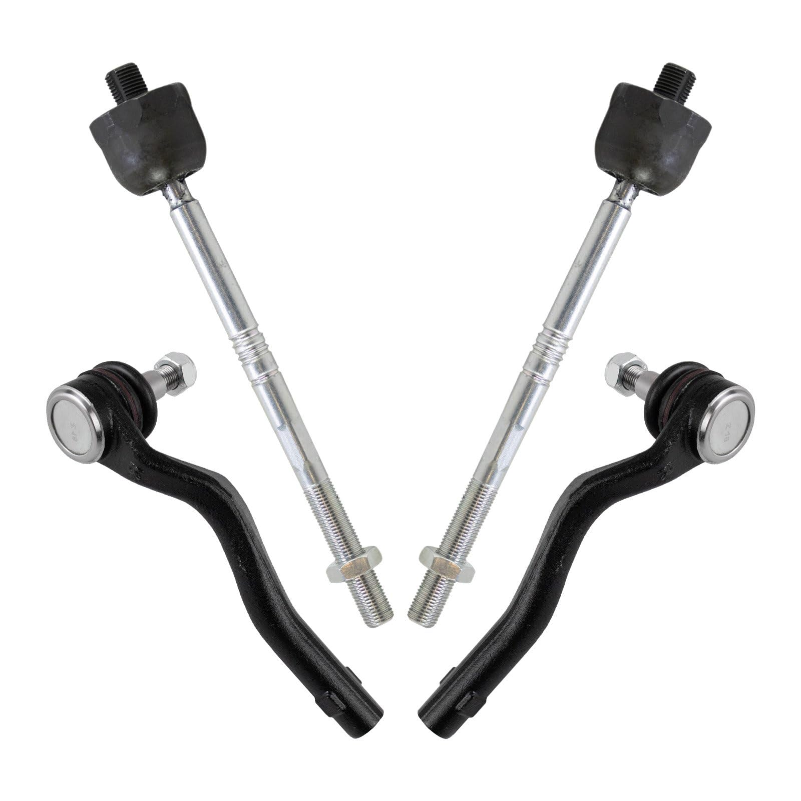 TRQ Front Inner and Outer Tie Rod Set Compatible with 2014-2015 Mercedes-Benz E63 AMG E63 AMG S 2013-2015 GLK250 2010-2015 GLK35