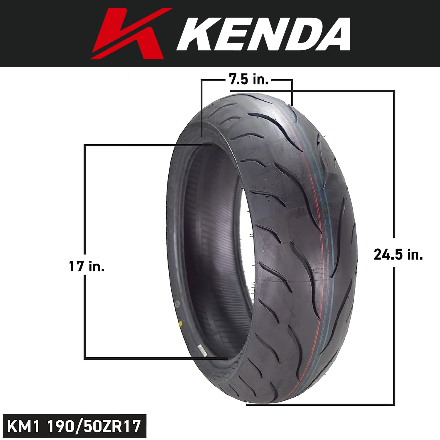 Kenda Km1 (Km001) 190/50Zr17 Rear Tire For Sport Touring Motorcycle 73W - Radial Tire With High-Speed Stability & Excellent Wet