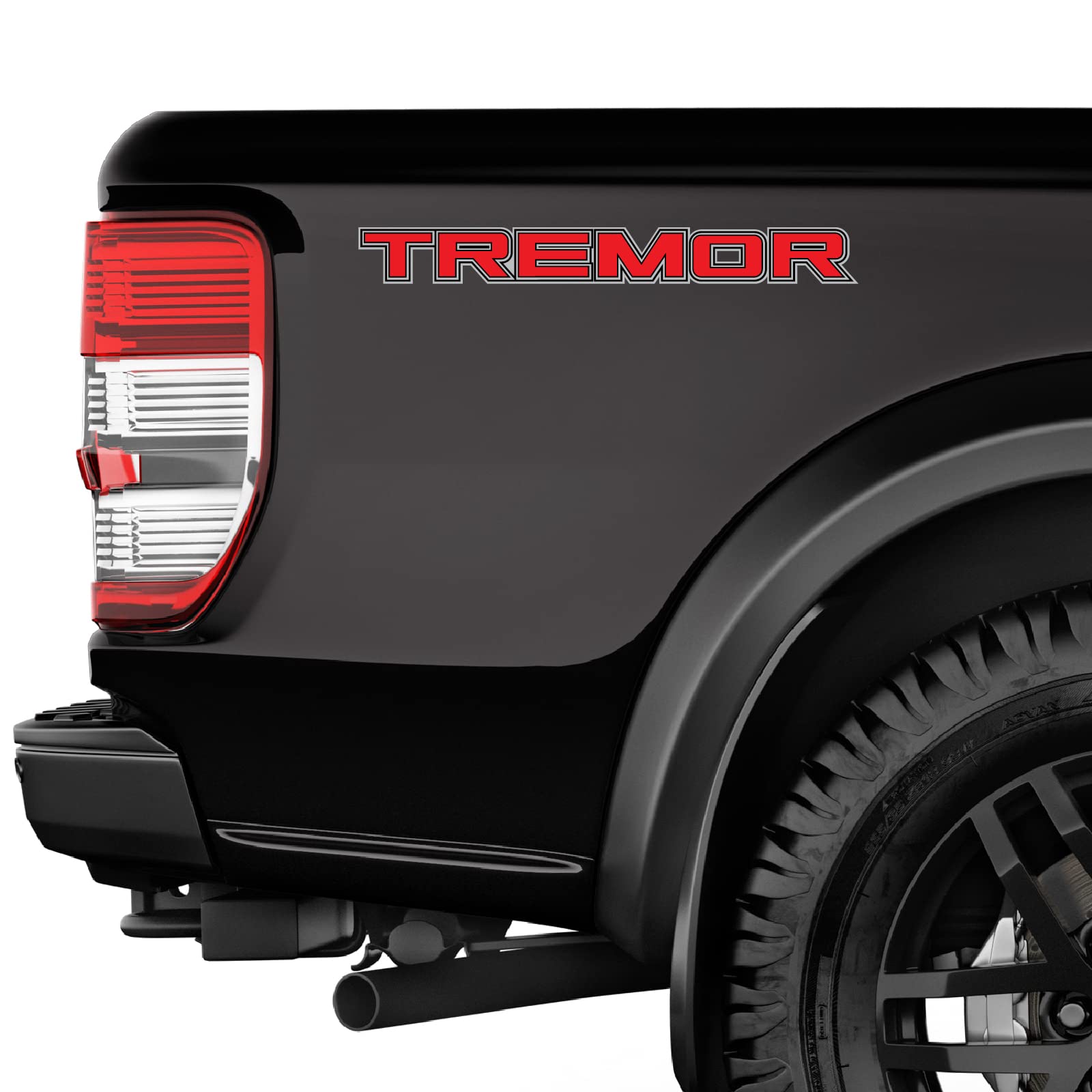 TIRESFX Tremor Decals Truck Bed Side Stickers, Large Black, Vinyl, Red, Model Tr_0