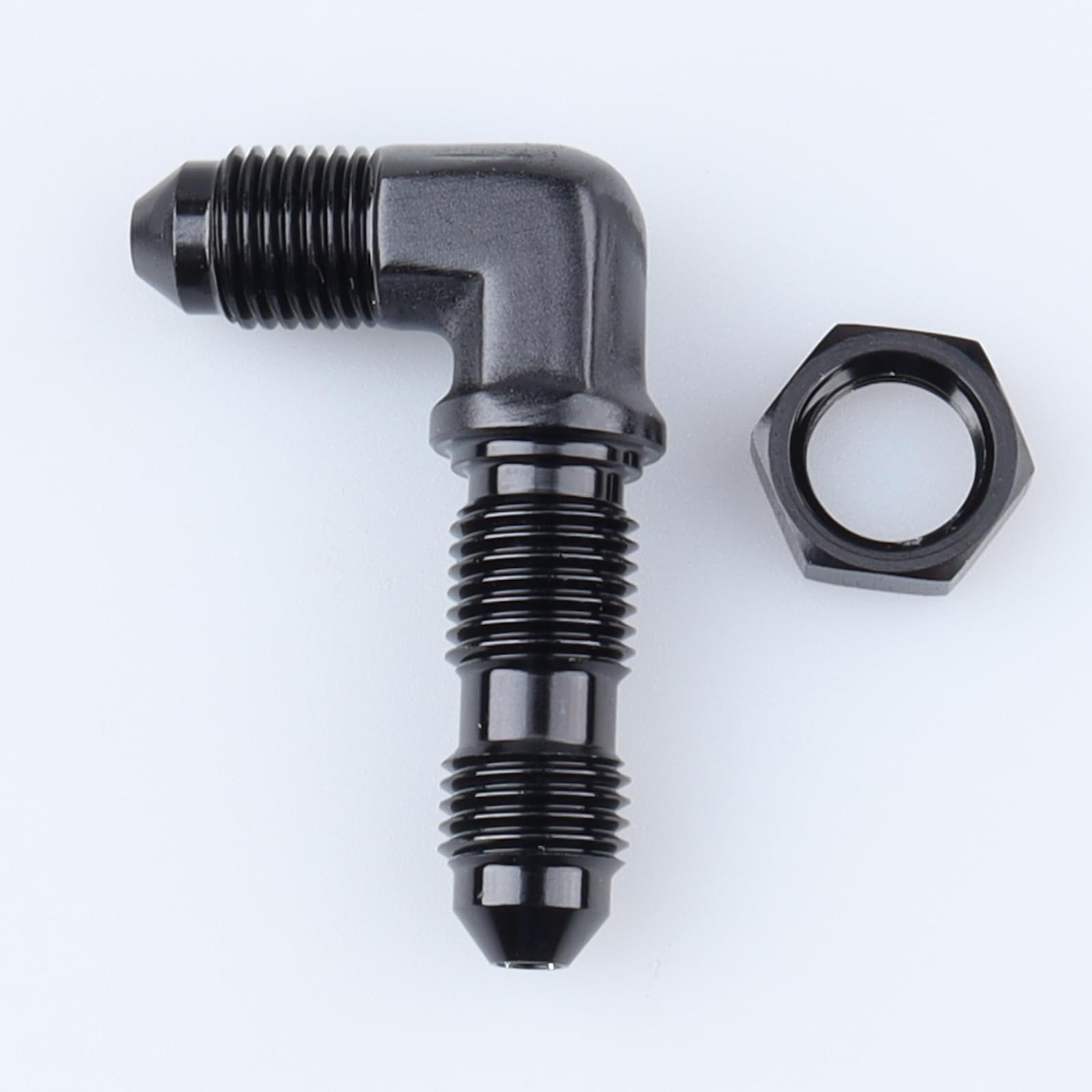 AC PERFORMANCE -3 AN Male Flare 90 Degree Bulkhead Fitting Adapter Aluminum Black with AN3 Nut