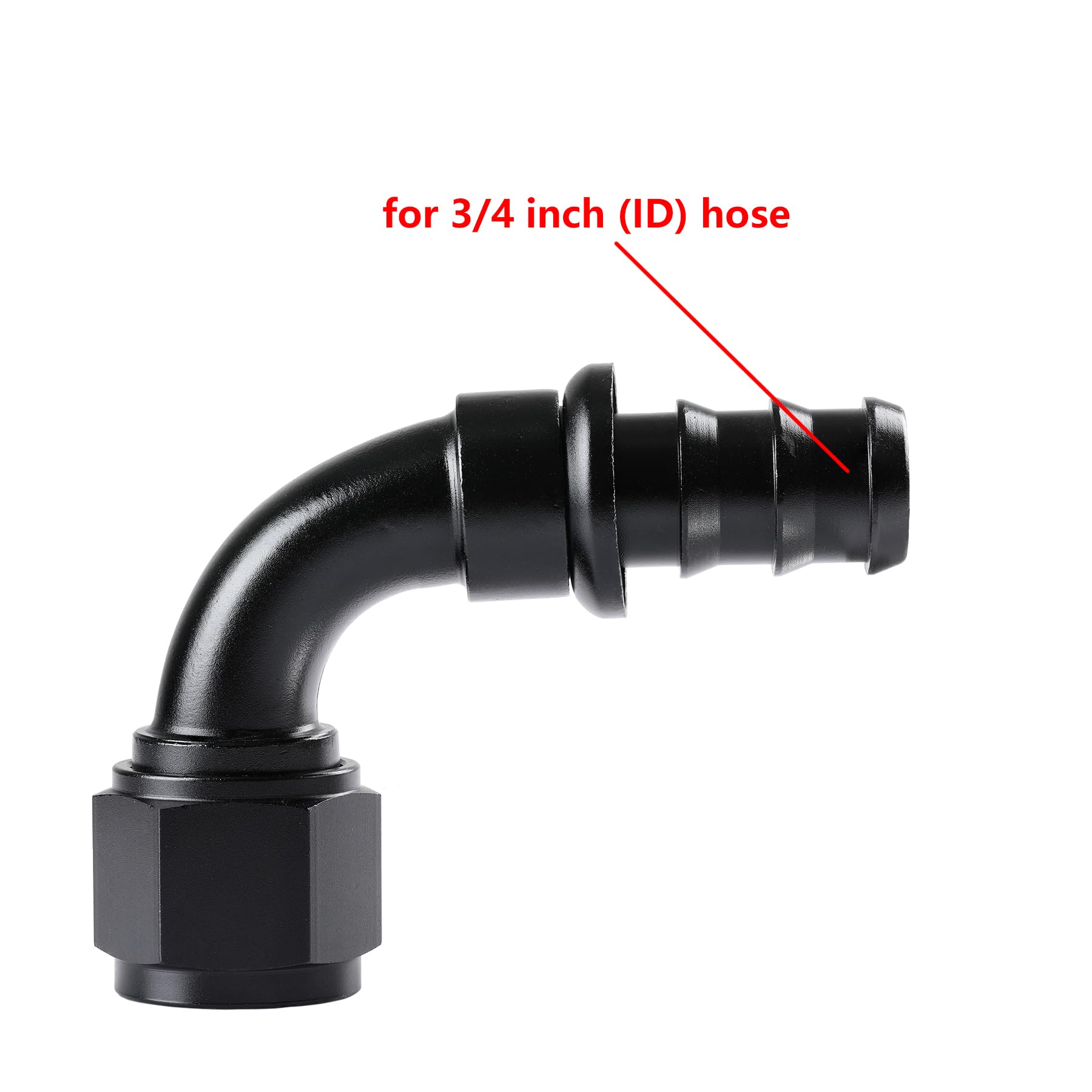 Ucreative 12AN 90 Degree Push Lock Hose Fitting End Black 2PCS
