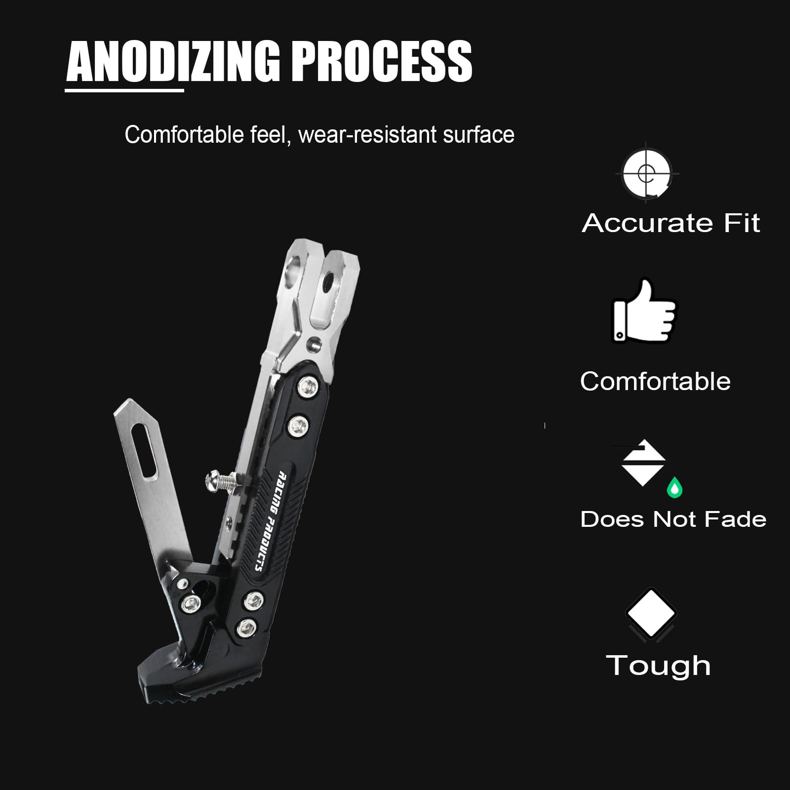 GWH Motorcycle Universal Kickstand Adjustable Modified CNC Aluminum Alloy Adjustable Tripod Holder Kickstand Foot Side Support S