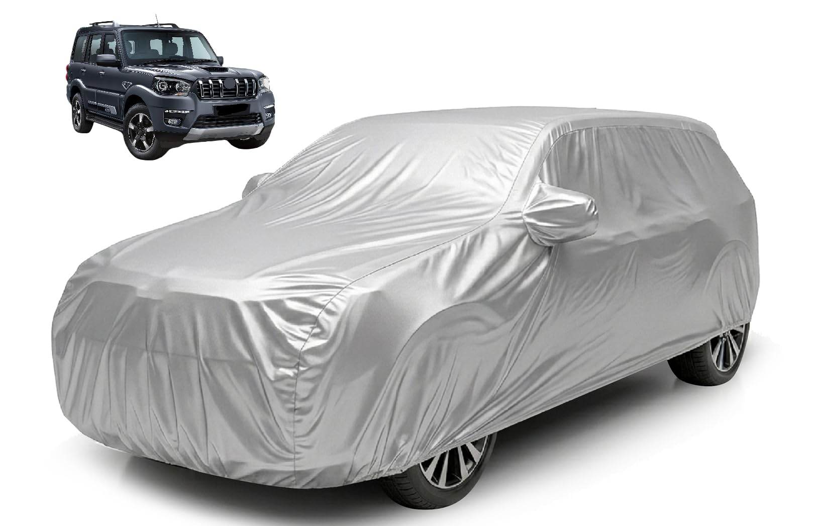 Auto Hub Waterproof Car Cover Compatible with Mahindra Scorpio Classic, 3 Layer, Soft Cotton Lining, Scorpio Classic Car Cover W