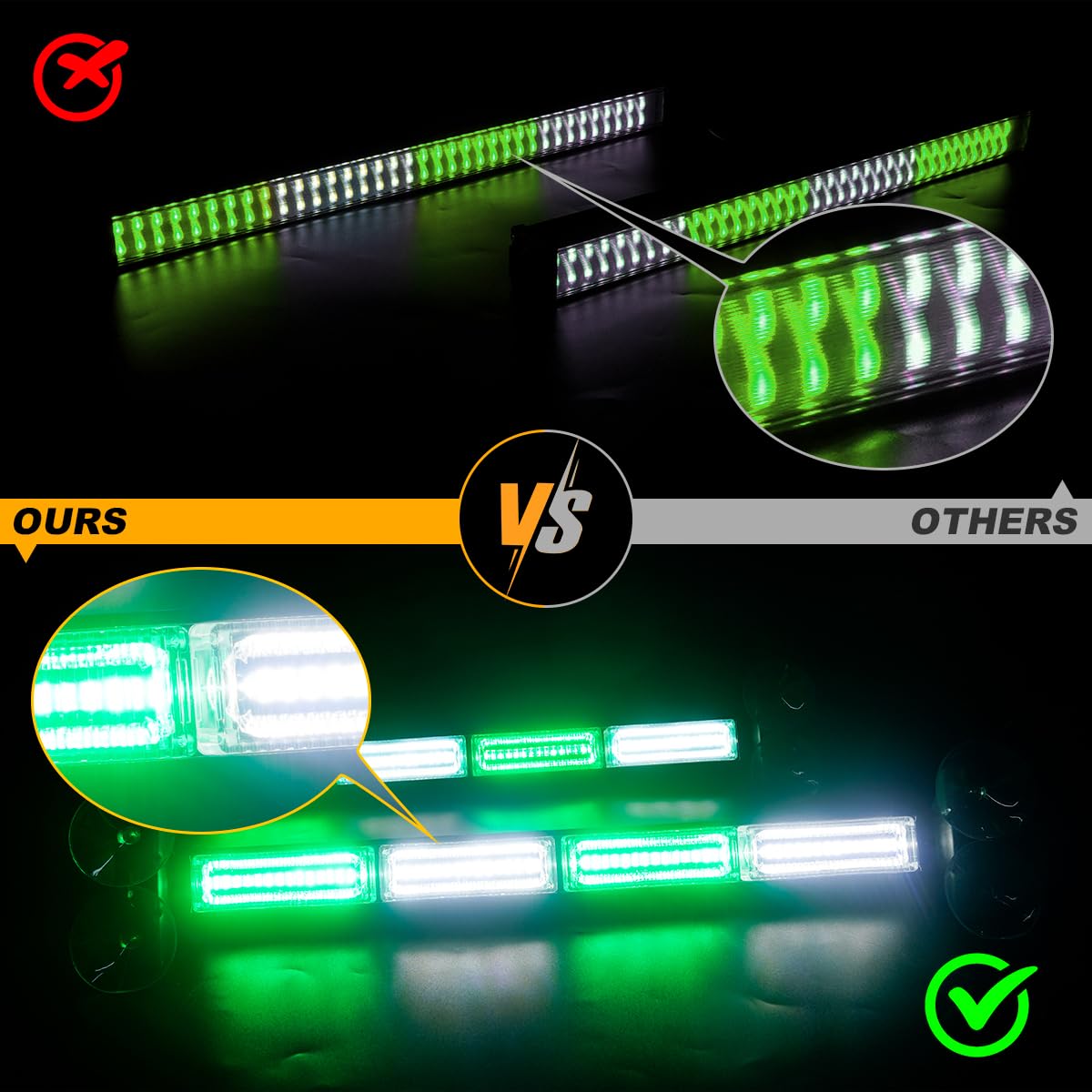 Lrter 2 In 1 Traffic Advisor Light Bar Emergency Warning Flashing Safety Interior Windshield Strobe Lights For Construction Vehi