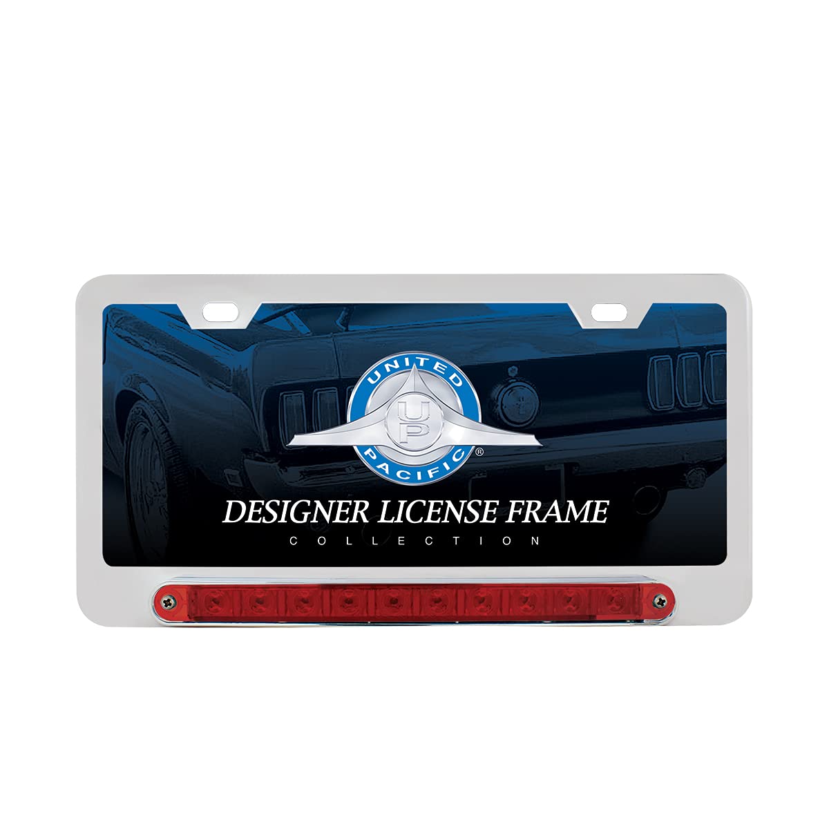 United Pacific Chrome Deluxe Led License Plate Frame - Split Turn Function, 39397