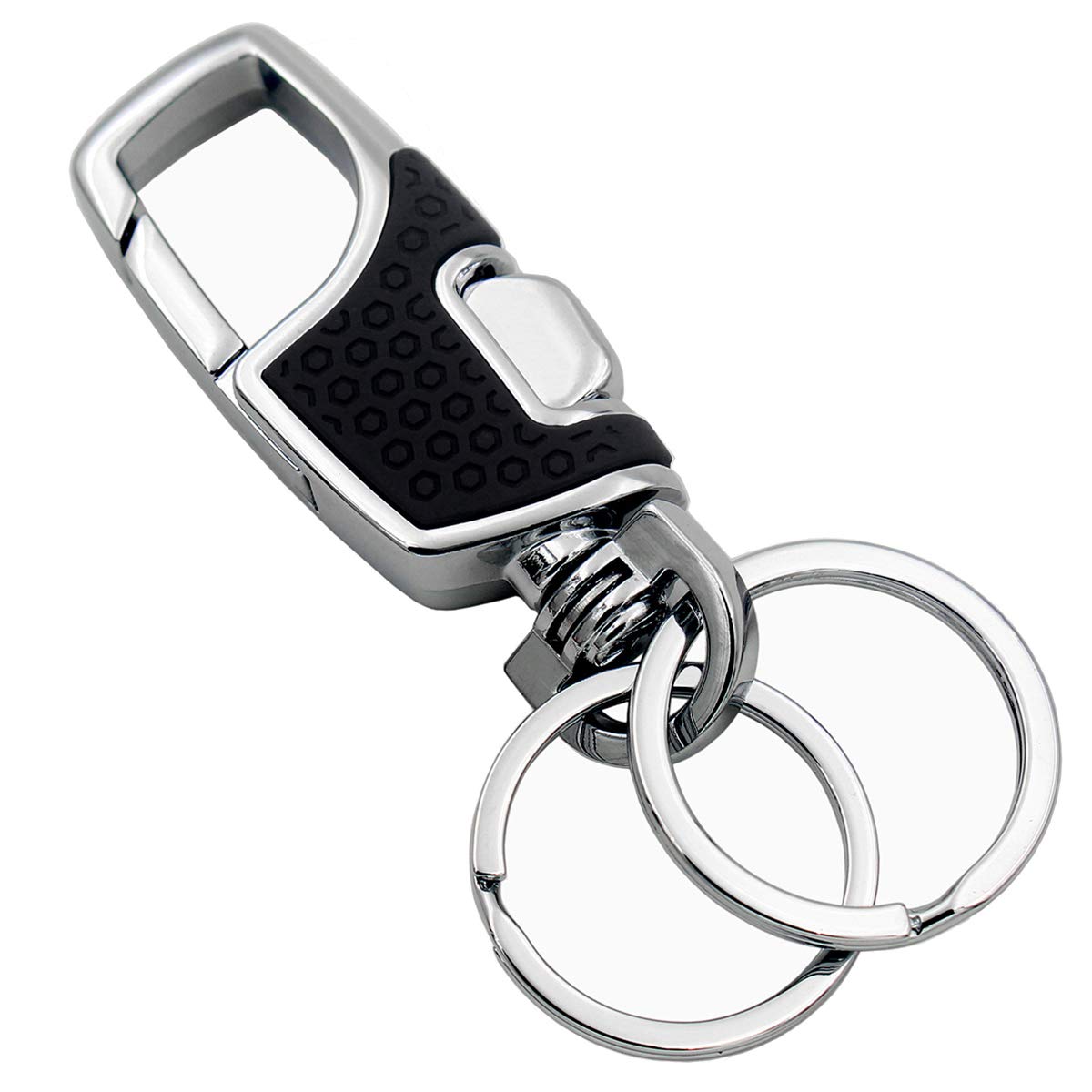 Lancher Key Chain With (2 Extra Key Rings And Gift Box) Heavy Duty Car Keychain For Men And Women - Black