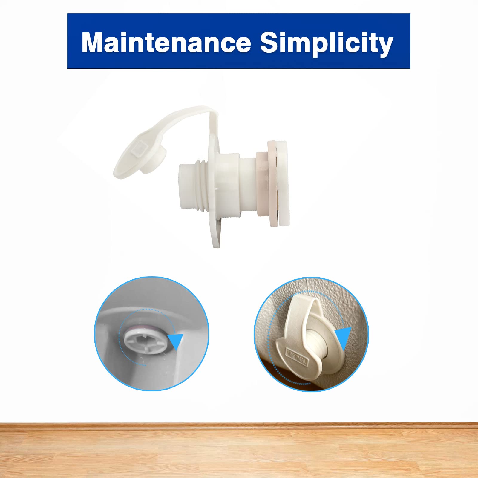 Toptimal Cooler Standard Drain Plug Assembly - 1.5 Shaft Length, White Replacement for Xtreme 1.5'' Coolers