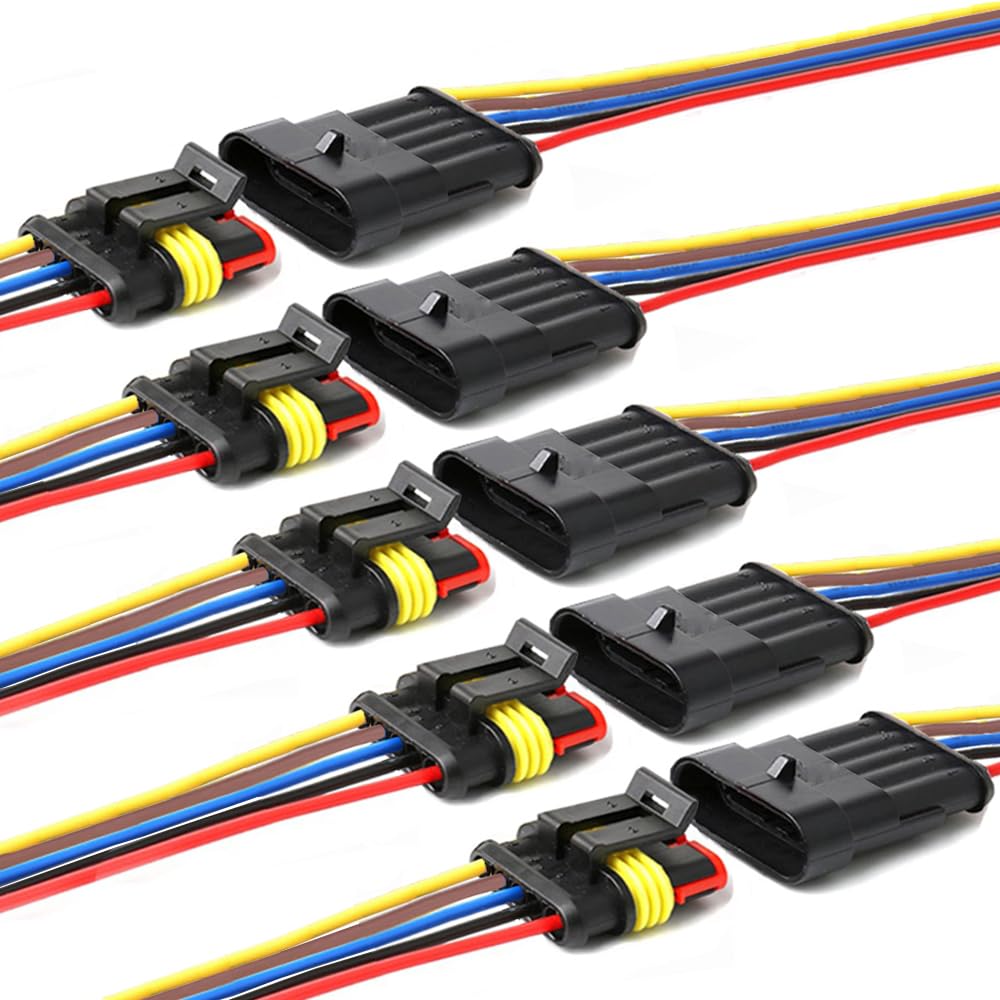 Yetor 5Pin Connector,16Awg Way Car Waterproof Electrical Connector, Auto Electrical Wire Connectors Marine For Car, Truck, Boat,