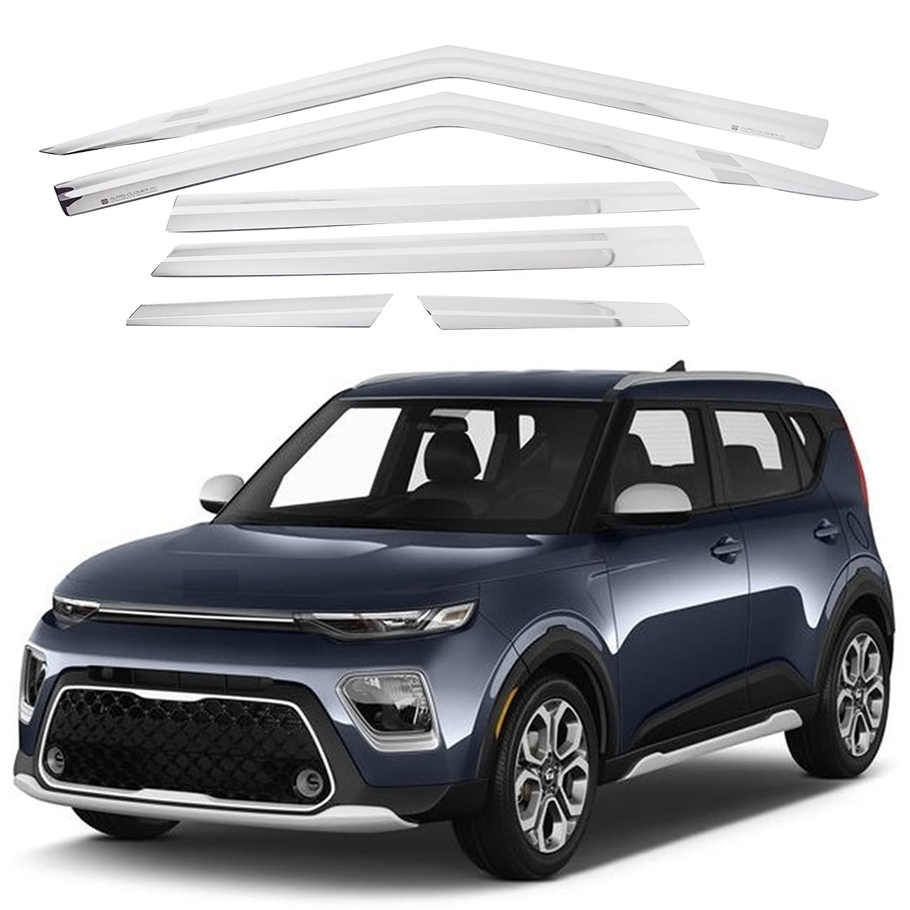 Autoclover Tape-On Rain Guards Window Visors 6 Pcs Set For Kia Soul 2020 2021 2022 2023 2024 2025 / Window Deflectors, Out-Chann